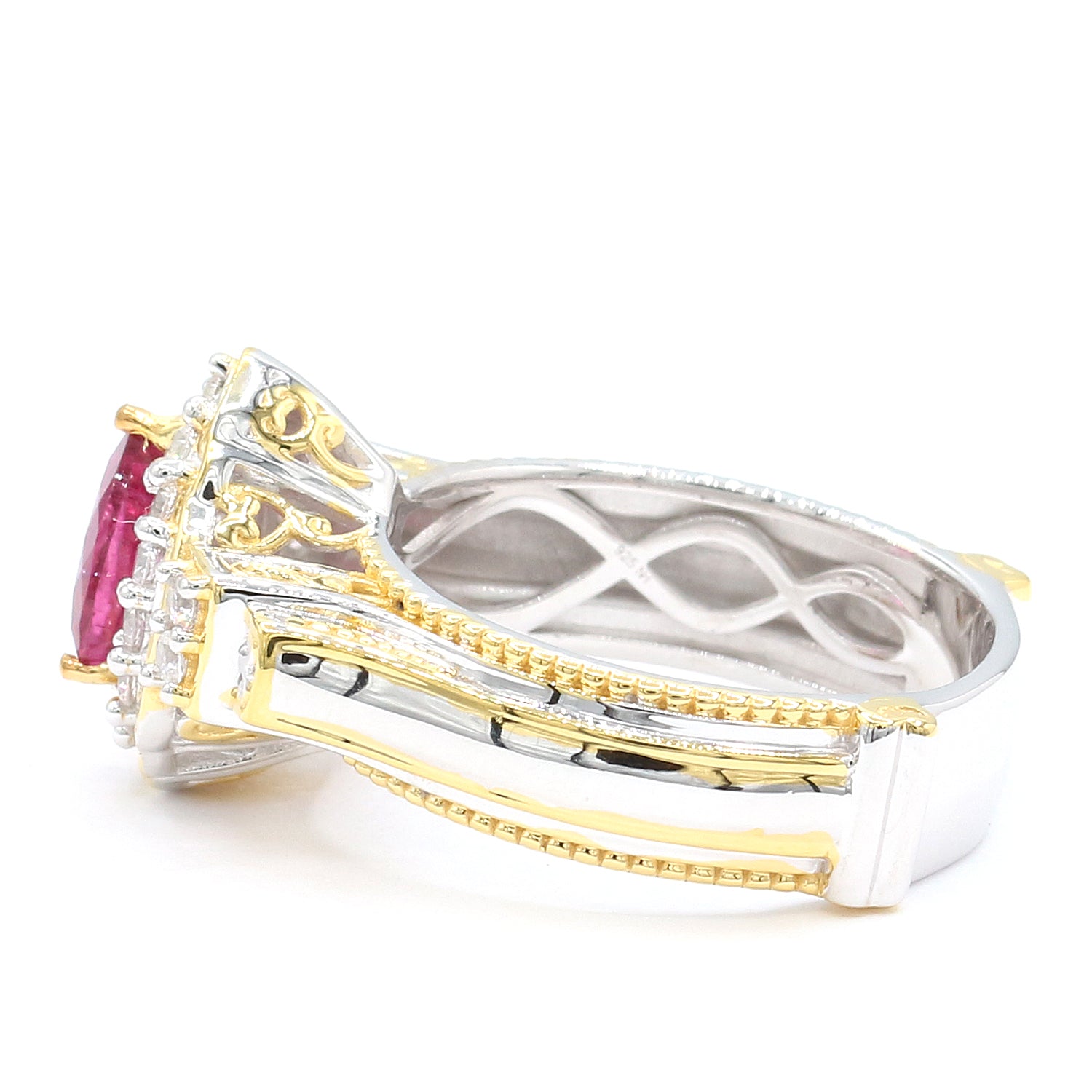 Gems en Vogue 1.88ctw Pear Shape Rubellite & White Zircon Ring