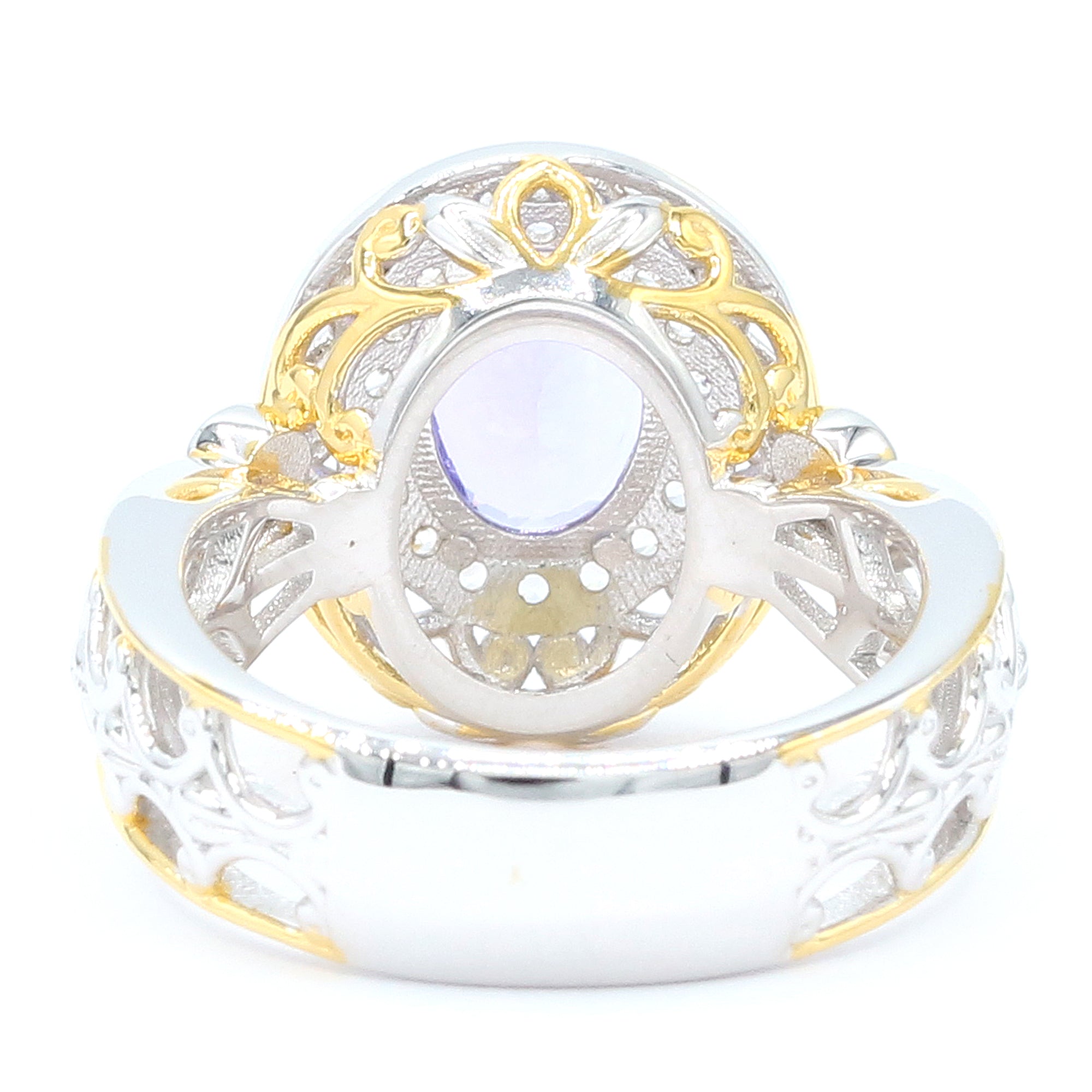 Gems en Vogue 24K Palladium Silver 2.60ctw Tanzanite & White Zircon Halo Ring