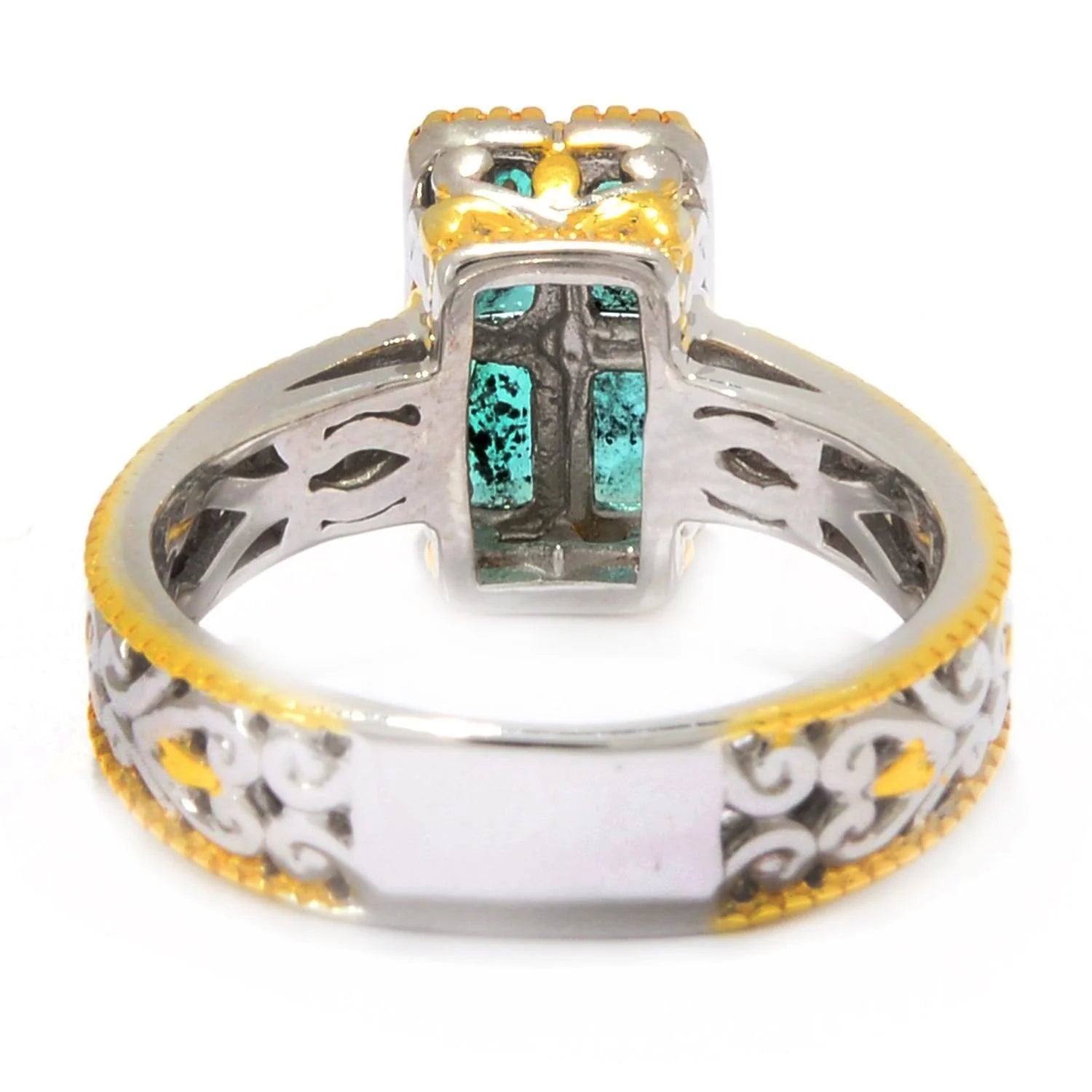 Gems en Vogue 0.92ctw Step Cut Rectangular Grizzly Emerald 4-Stone Ring