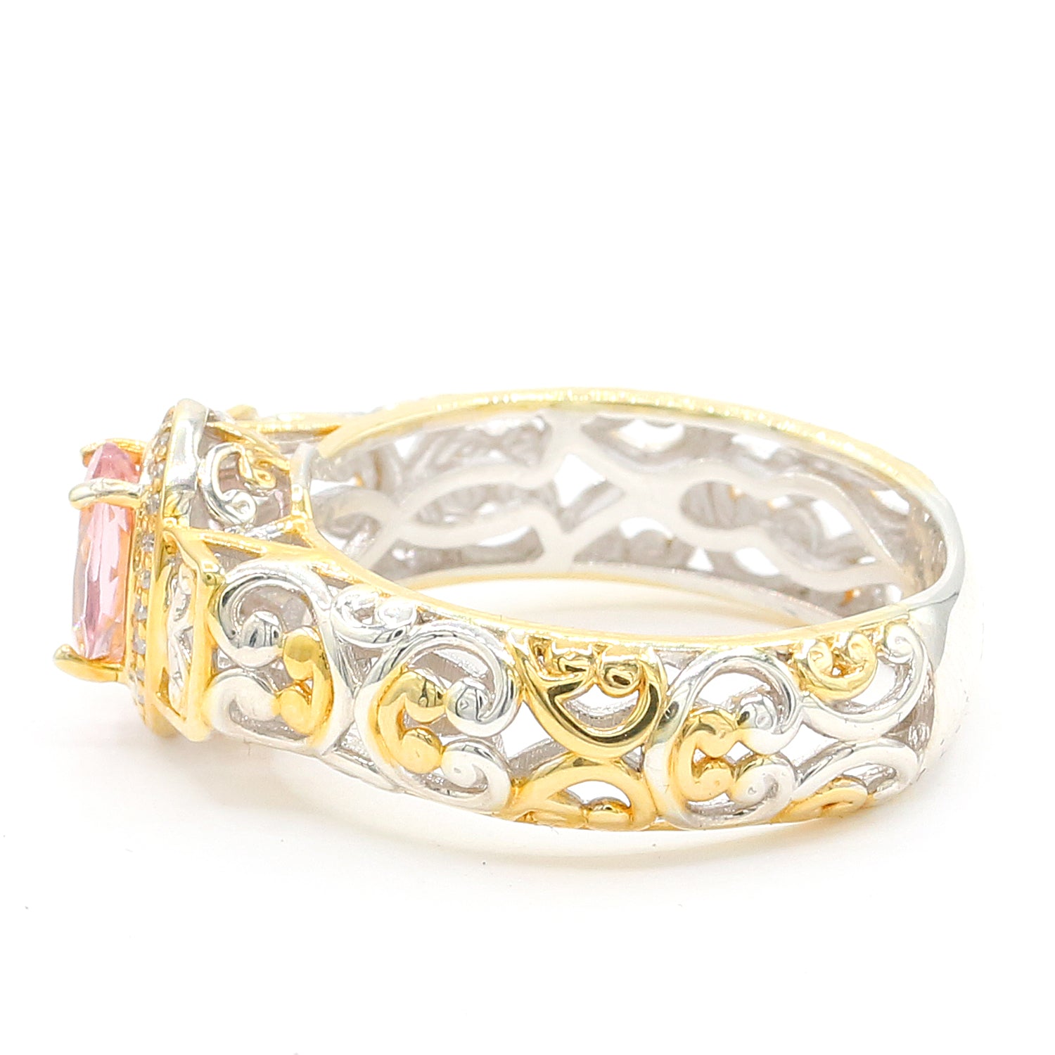 Gems en Vogue 0.88ctw Pink Morganite & Diamond Halo Ring