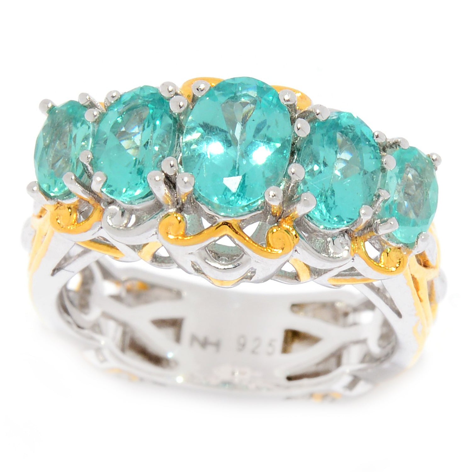 Gems en Vogue 2.22ctw Oval Dauphin Apatite Five Stone Ring