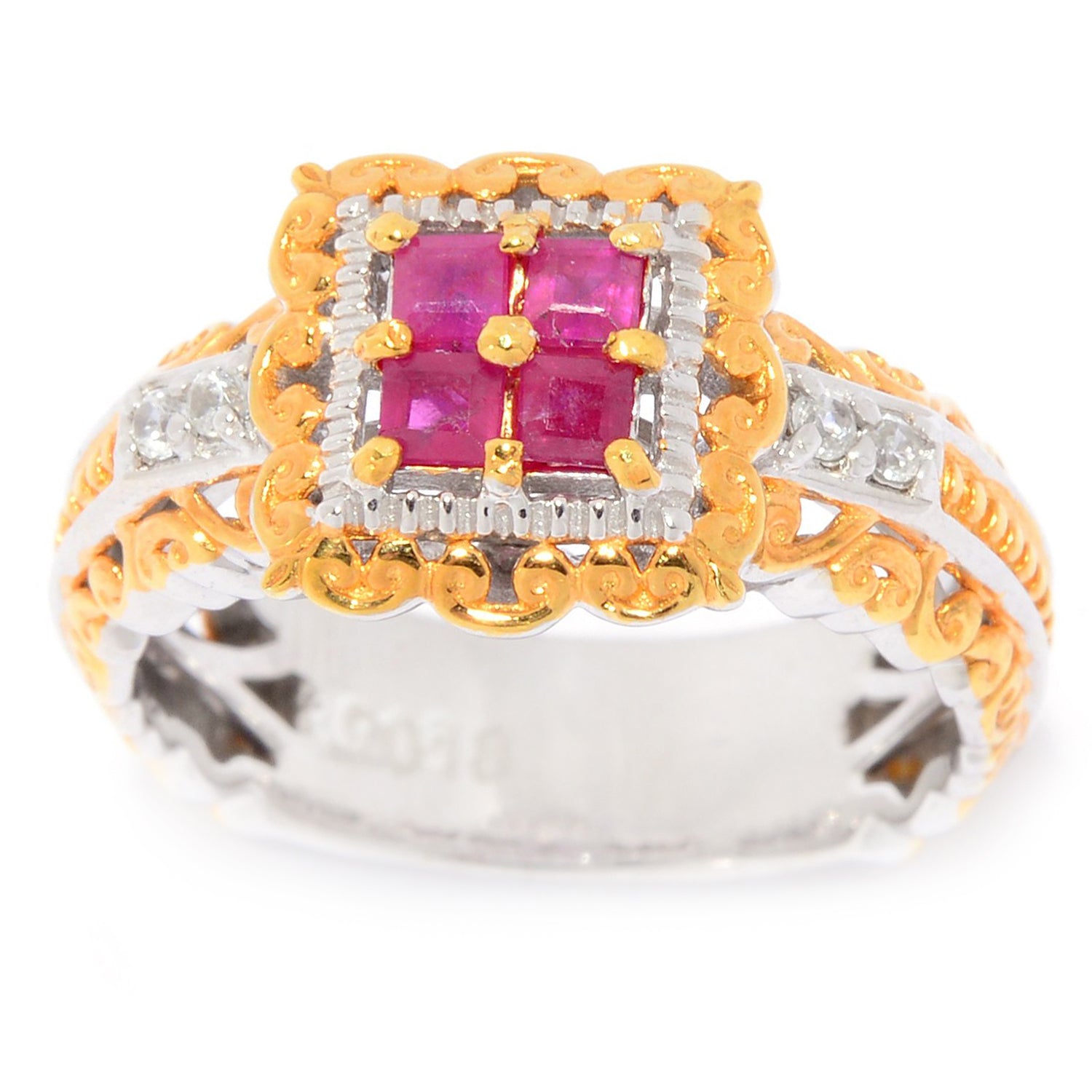 Gems en Vogue 0.55ctw Mozambique Ruby & White Zircon Mini Ring