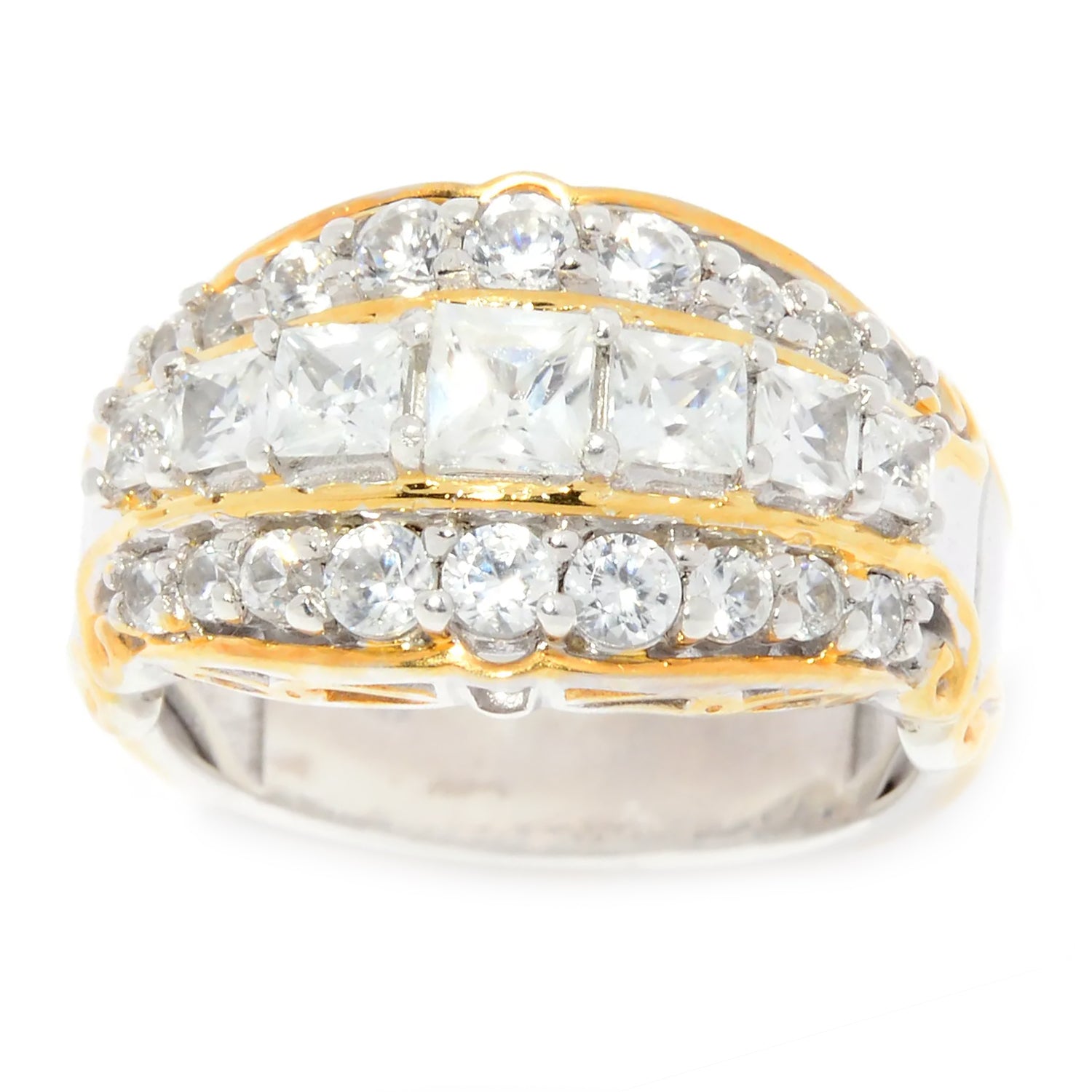 NEW Gems en Vogue 2.92ctw Princess Cut White Zircon Ring