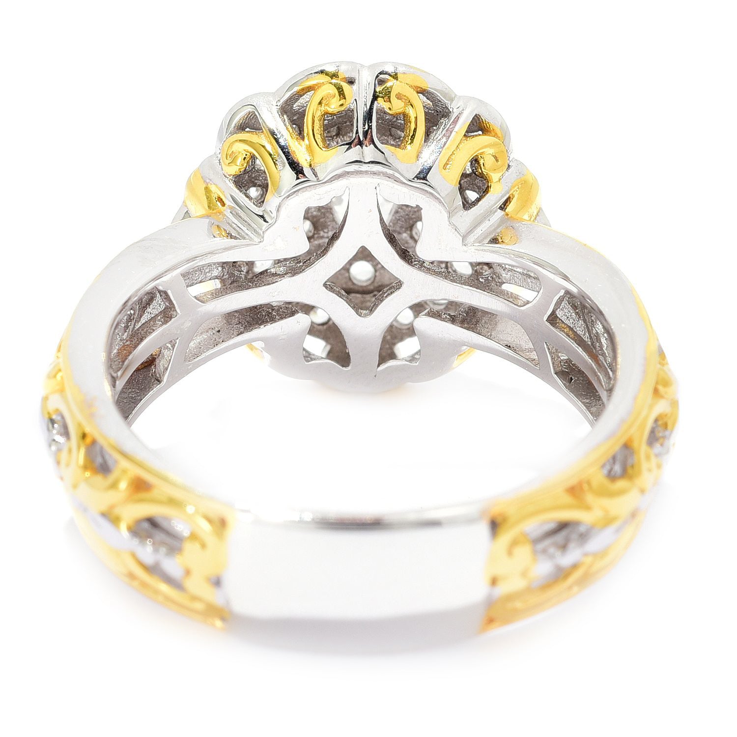 Gems en Vogue 1.65ctw Oval Shaped White Zircon Double Halo Ring