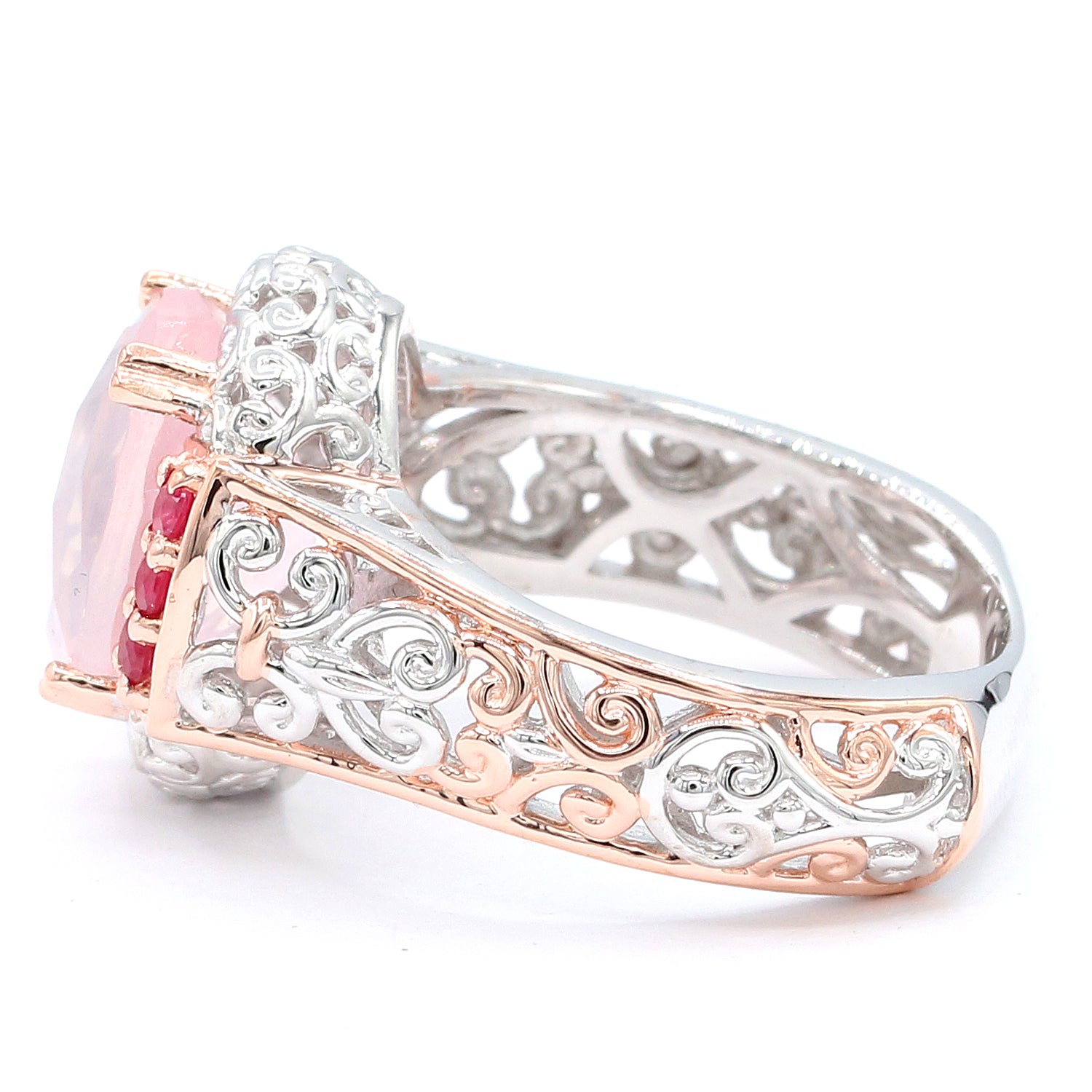 Gems en Vogue 4.95ctw Rose Quartz & Ruby Ring