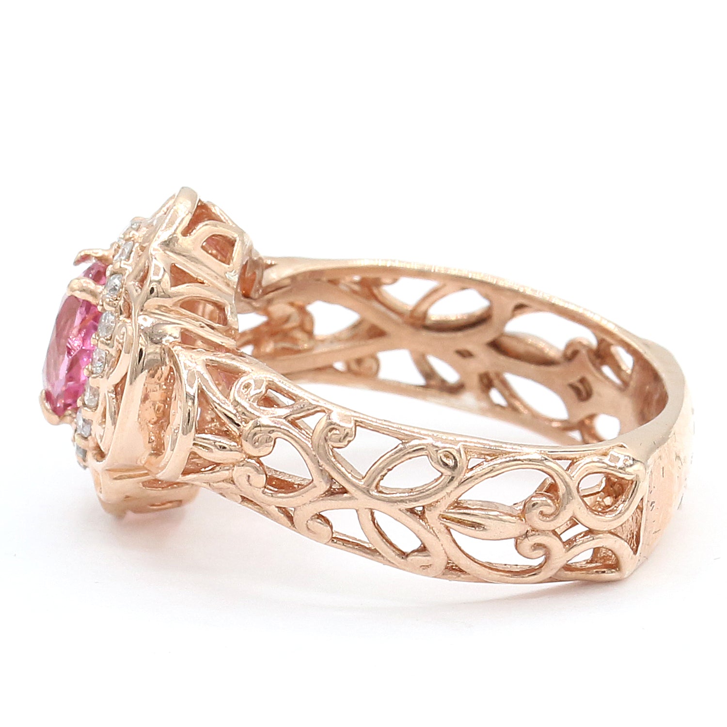 Gems en Vogue 0.95ctw Pink Spinel & Diamond Halo Ring
