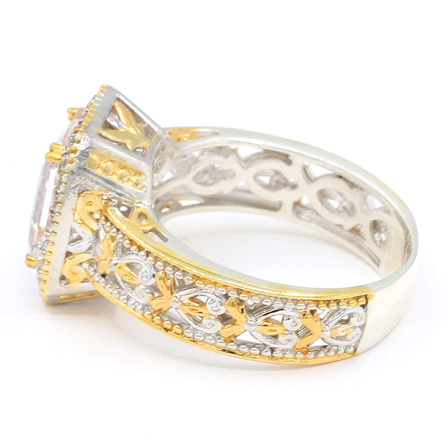 Gems en Vogue 2.91ctw Morganite & White Zircon Halo Ring