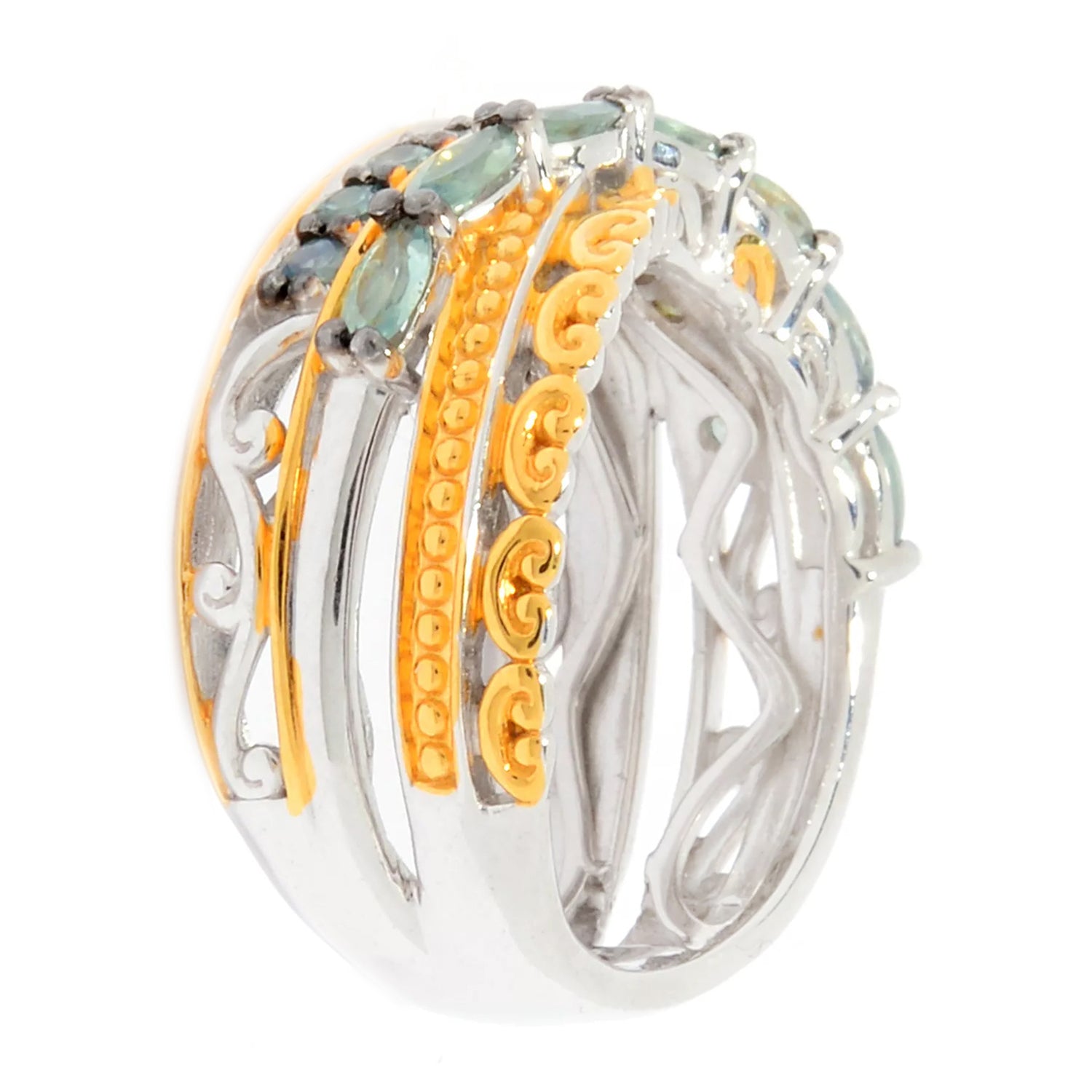 Gems en Vogue 0.83ctw Marquise & Round Alexandrite Highway Band Ring