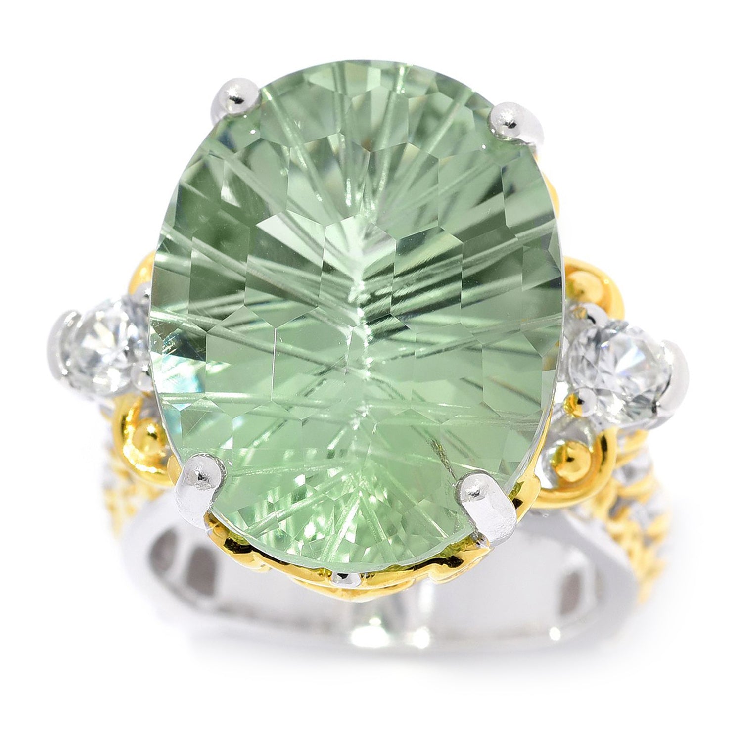 Emerald Cut Prasiolite Ring Meaning Gems En Vogue Honeycomb Cut