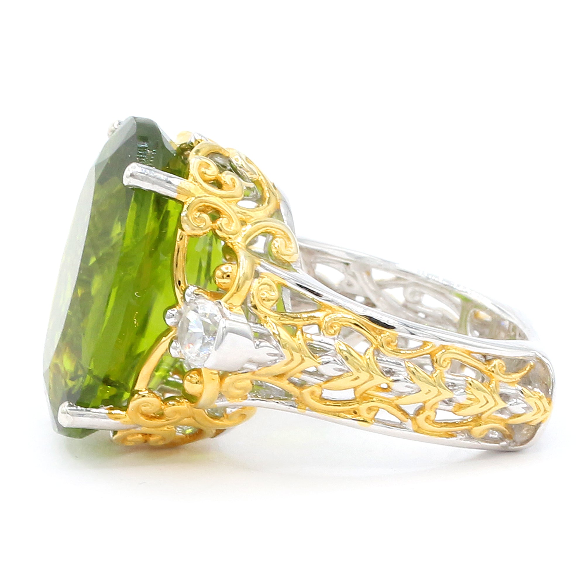 Limited Edition Gems en Vogue Luxe, One-of-a-Kind 21.15ctw Peridot & White Zircon Honker Ring