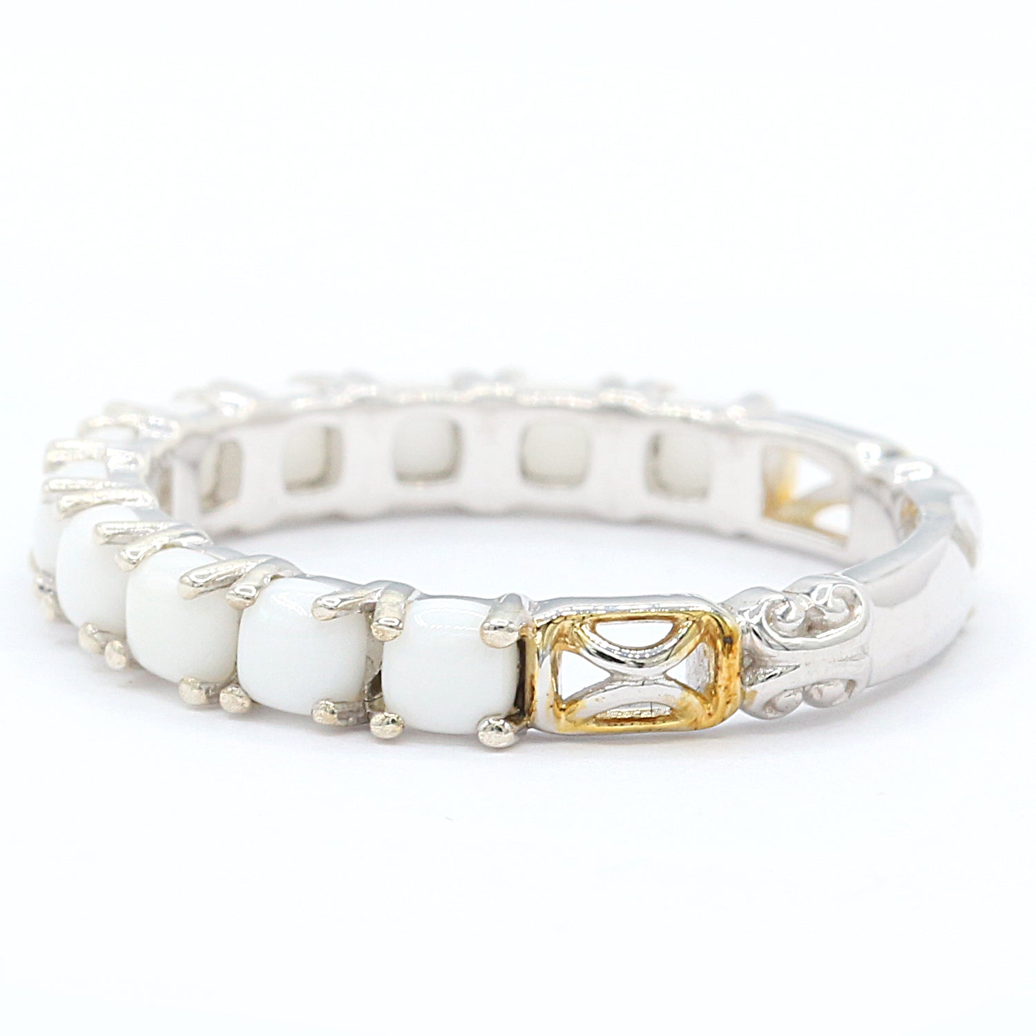 Gems en Vogue White Coral Stacking Ring