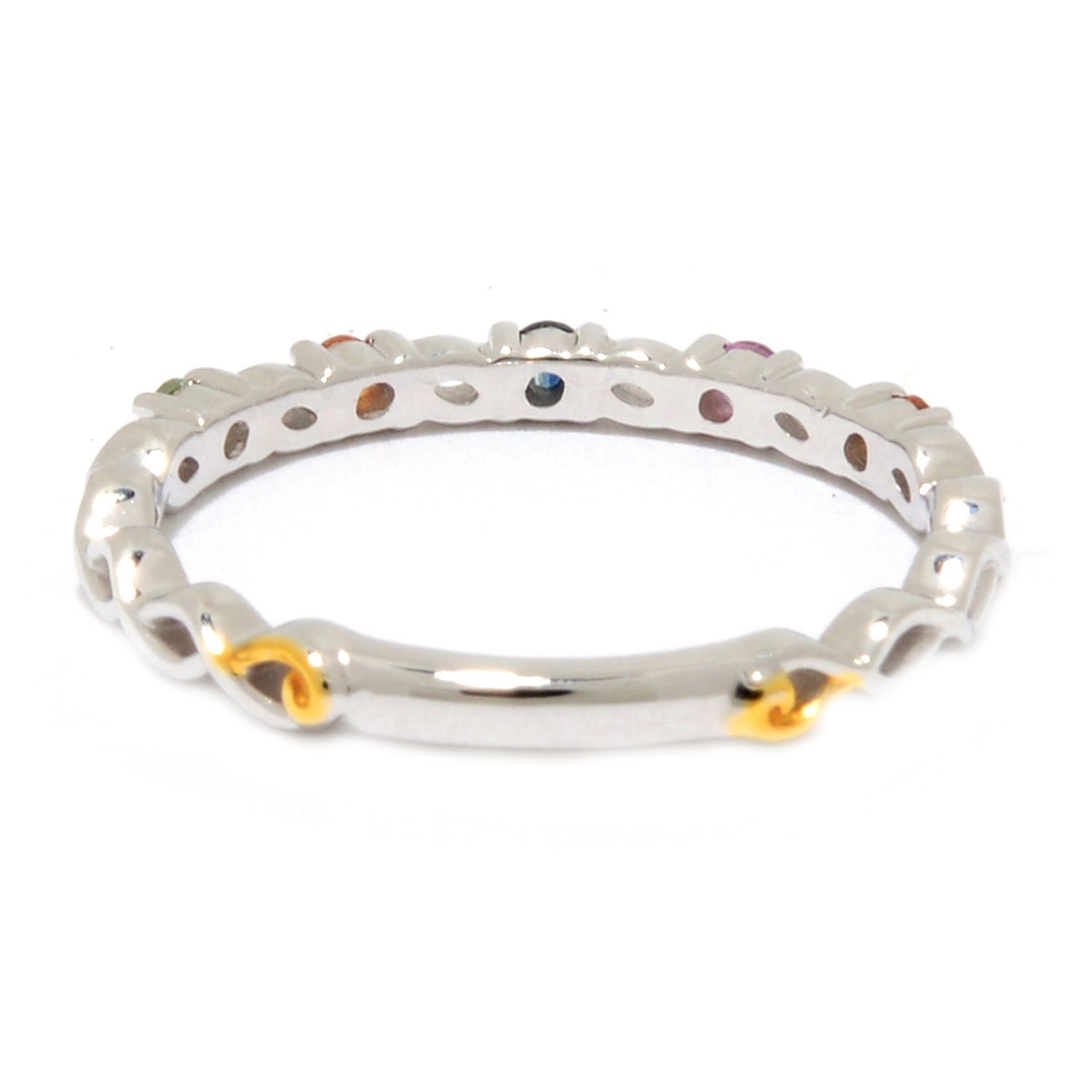 Gems en Vogue 0.25ctw Multi Color Sapphire Stacking Ring