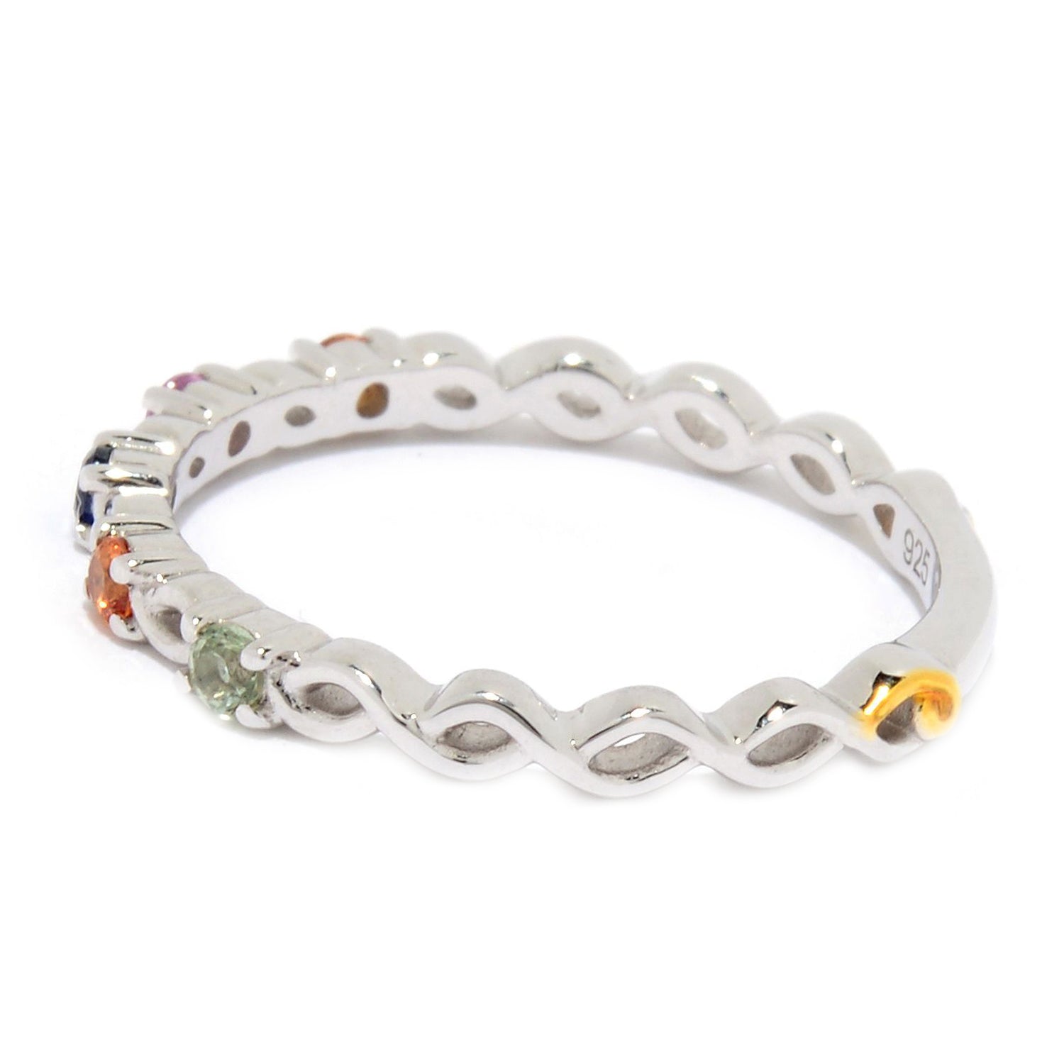Gems en Vogue 0.25ctw Multi Color Sapphire Stacking Ring