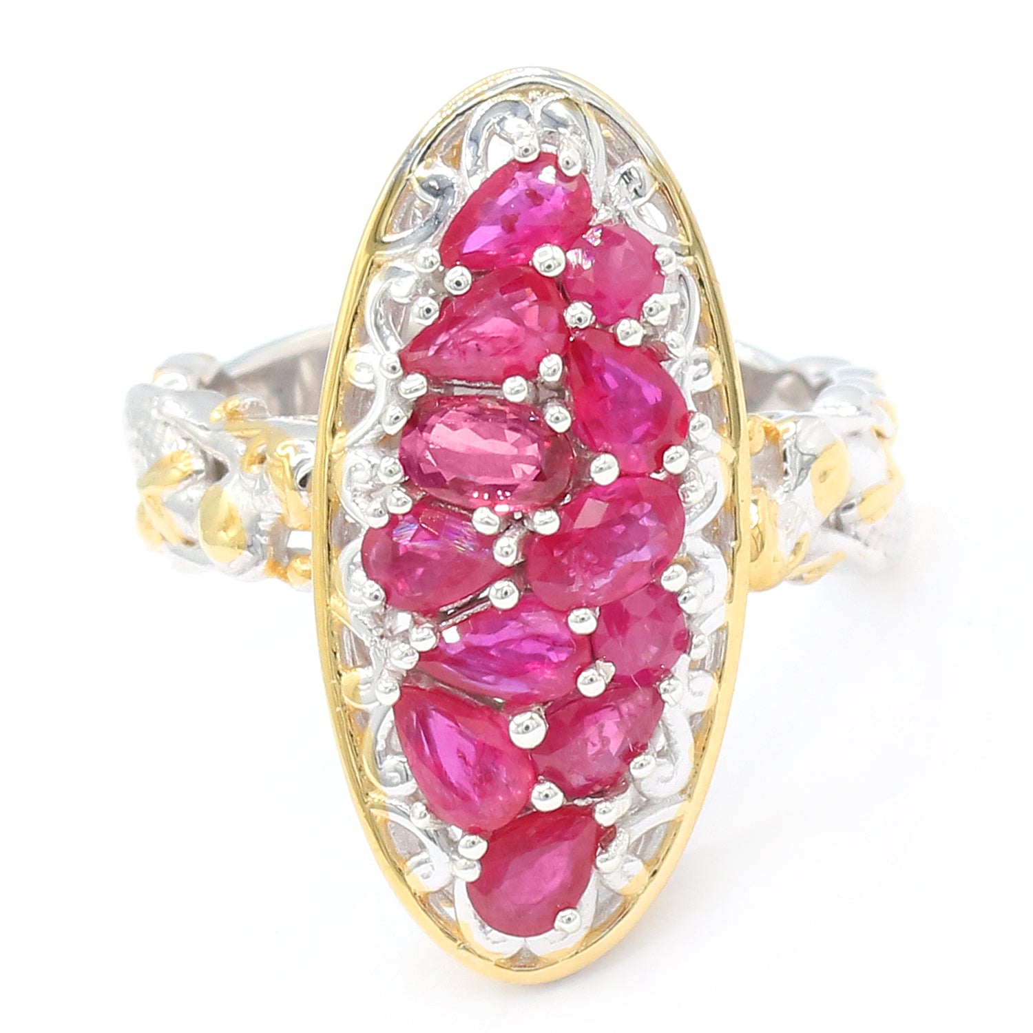 Gems en Vogue One-of-a-kind 2.75ctw Ruby Cluster Mermaid Ring