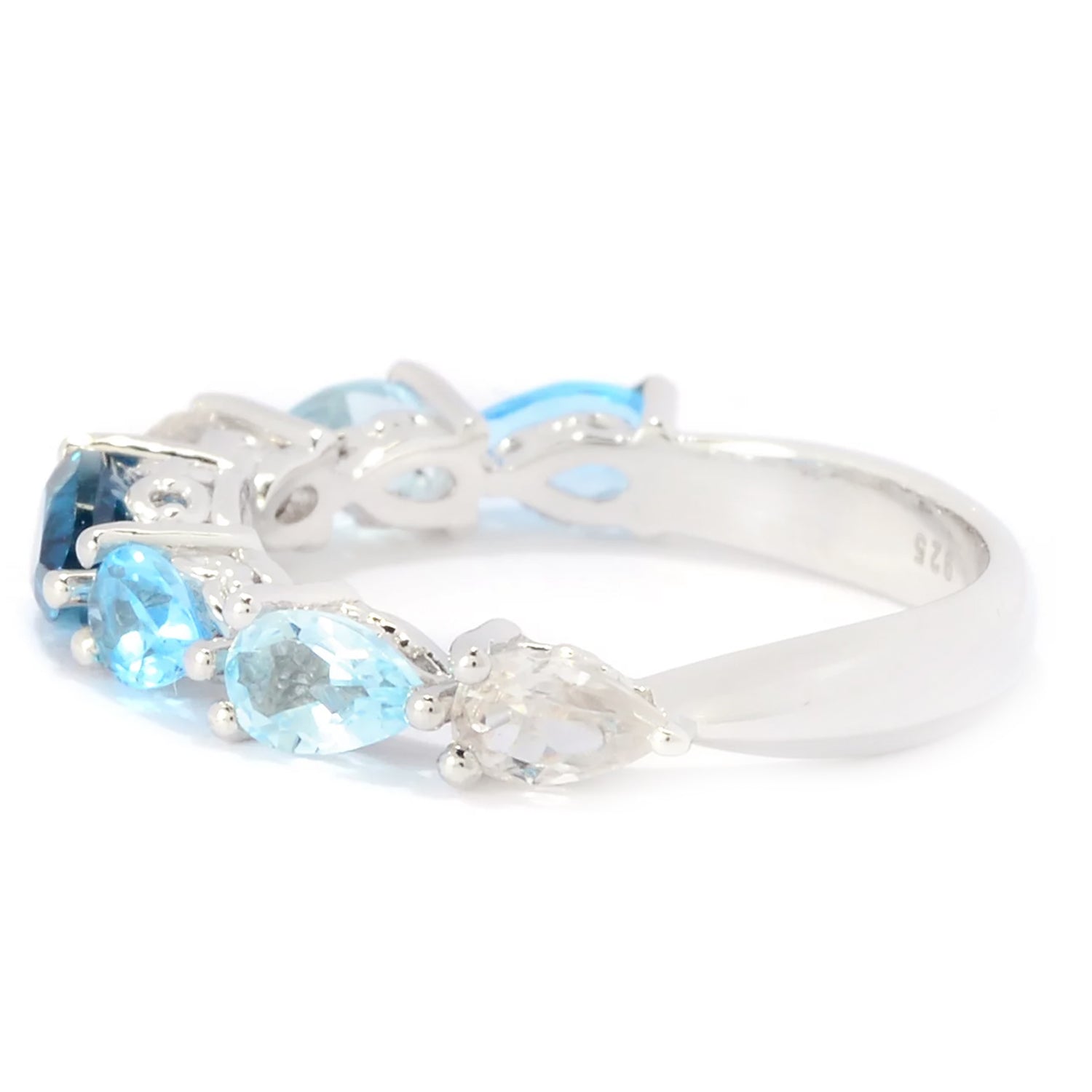 Hall of Jewels 2.13ctw London, Swiss & Sky Blue Topaz & White Zircon Ring