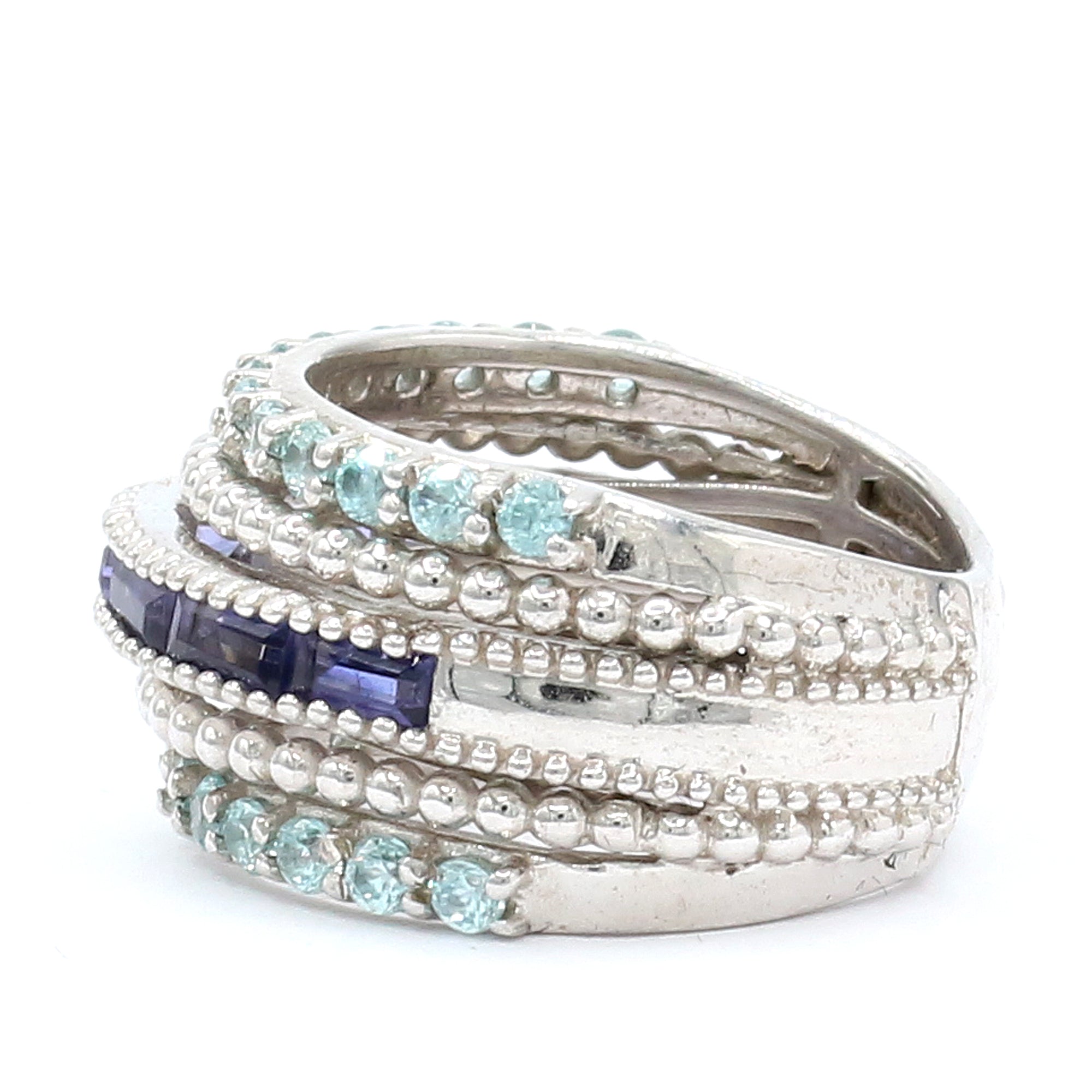 Hall of Jewels 2.47ctw Iolite & Blue Zircon Band Ring