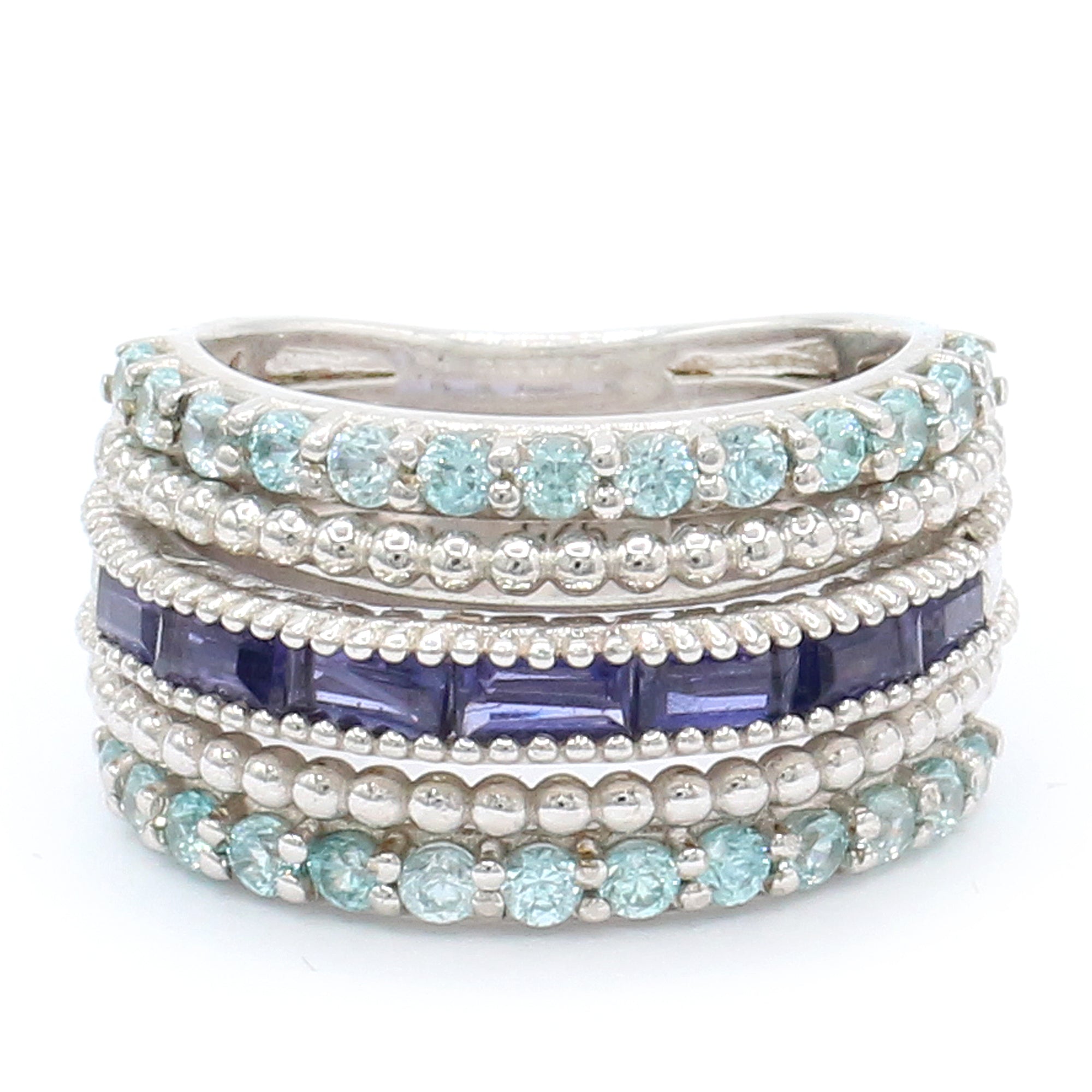 Hall of Jewels 2.47ctw Iolite & Blue Zircon Band Ring