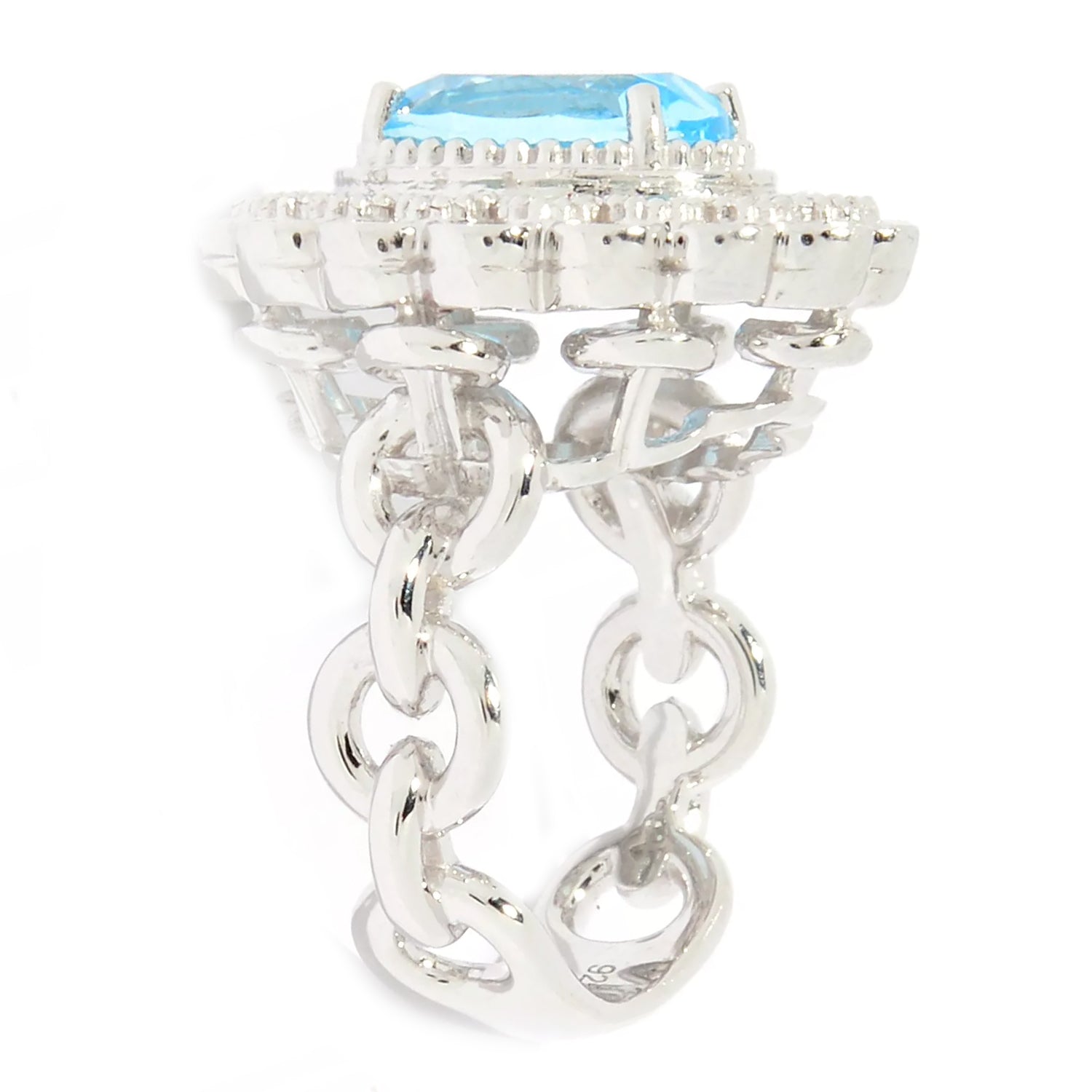 Hall of Jewels 5.09ctw Ice Blue Topaz & Apatite Halo Ring