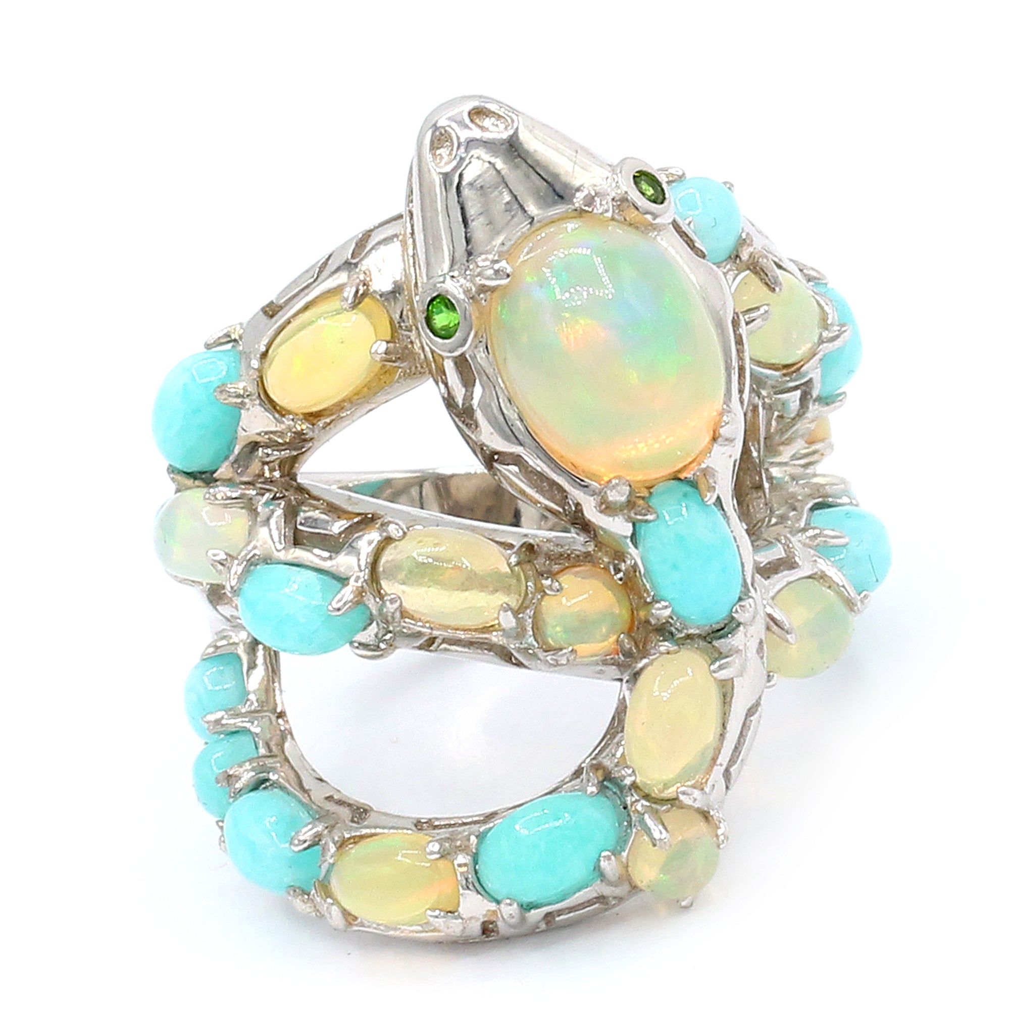 Gems en Vogue Ethiopian Opal & Amazonite Snake Ring