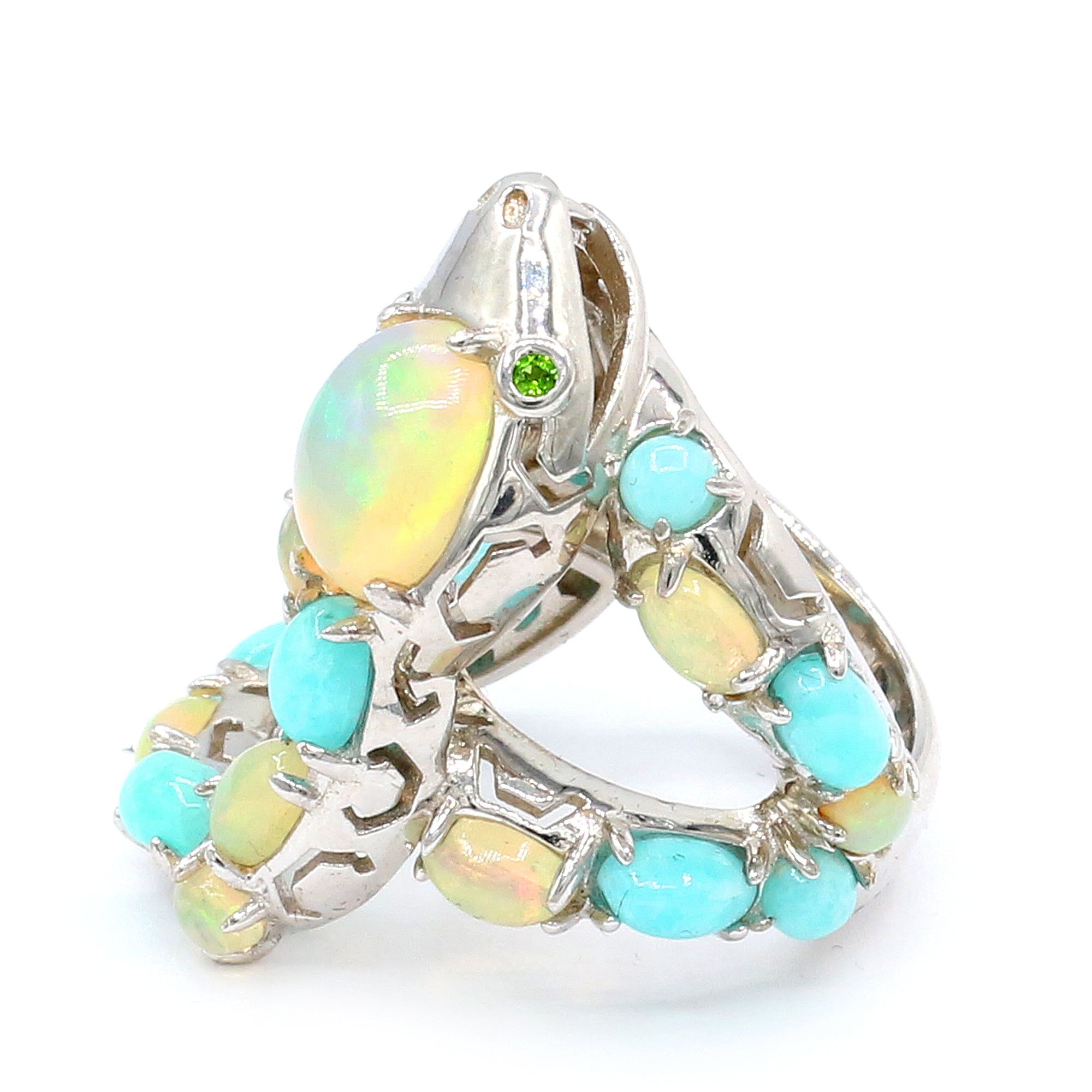 Gems en Vogue Ethiopian Opal & Amazonite Snake Ring