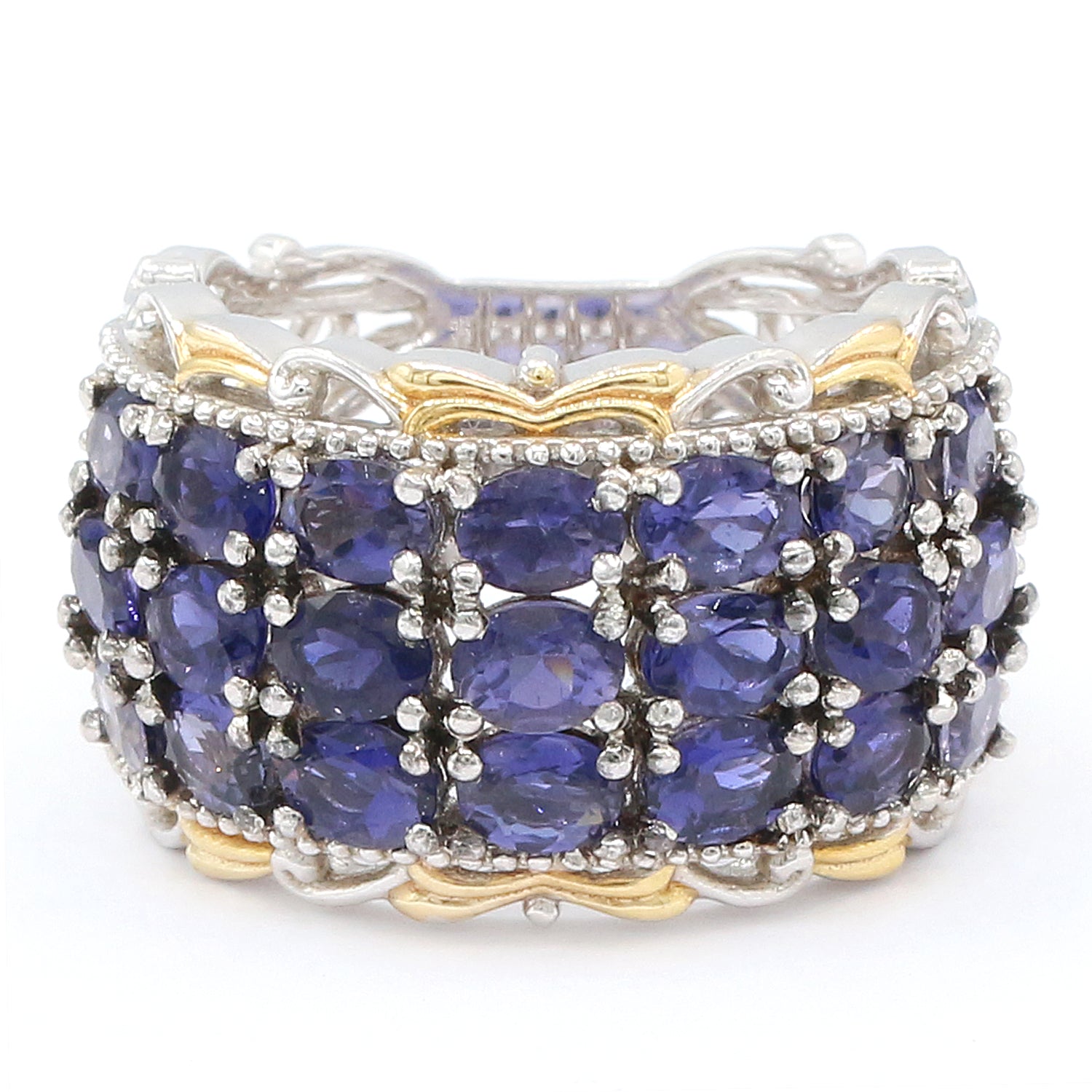 Gems en Vogue 4.20ctw Iolite Three Row Band Ring