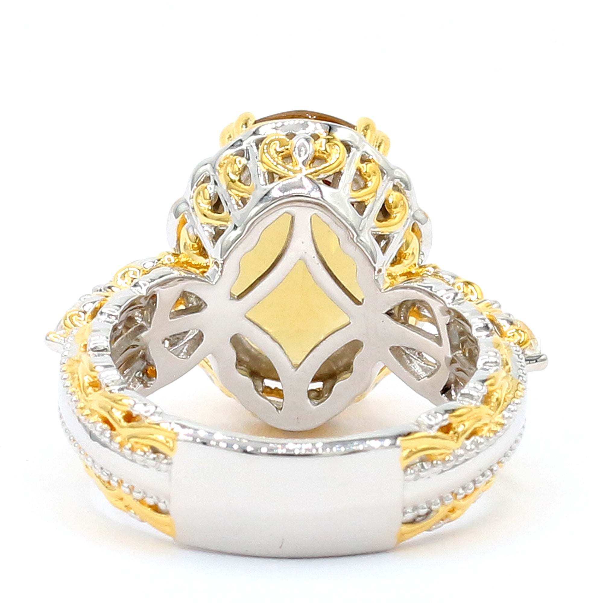 Gems en Vogue 24K Palladium Silver 6.62ctw Zambian Citrine & White Zircon Ring