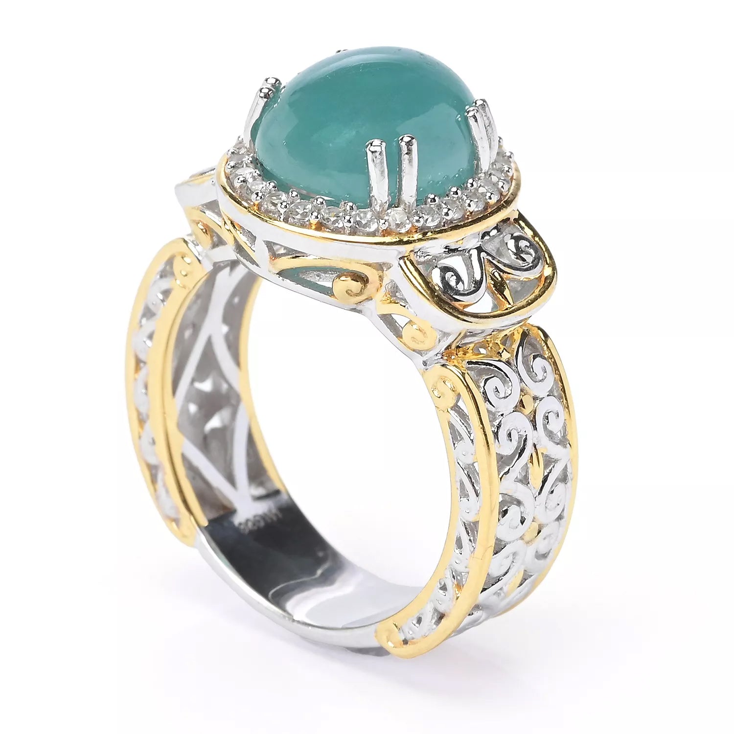 Gems en Vogue Grandidierite & White Zircon Halo Ring