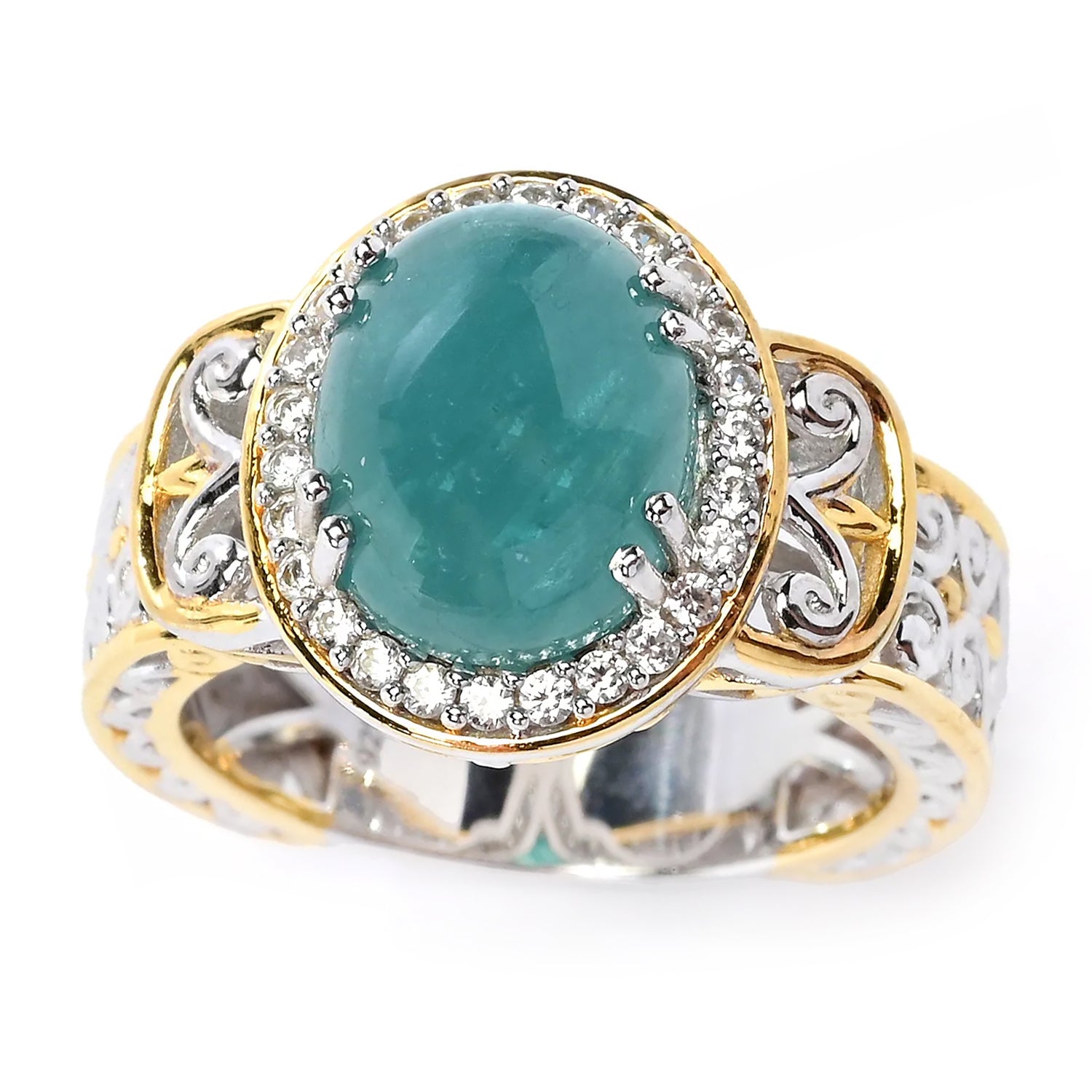 Gems en Vogue Grandidierite & White Zircon Halo Ring