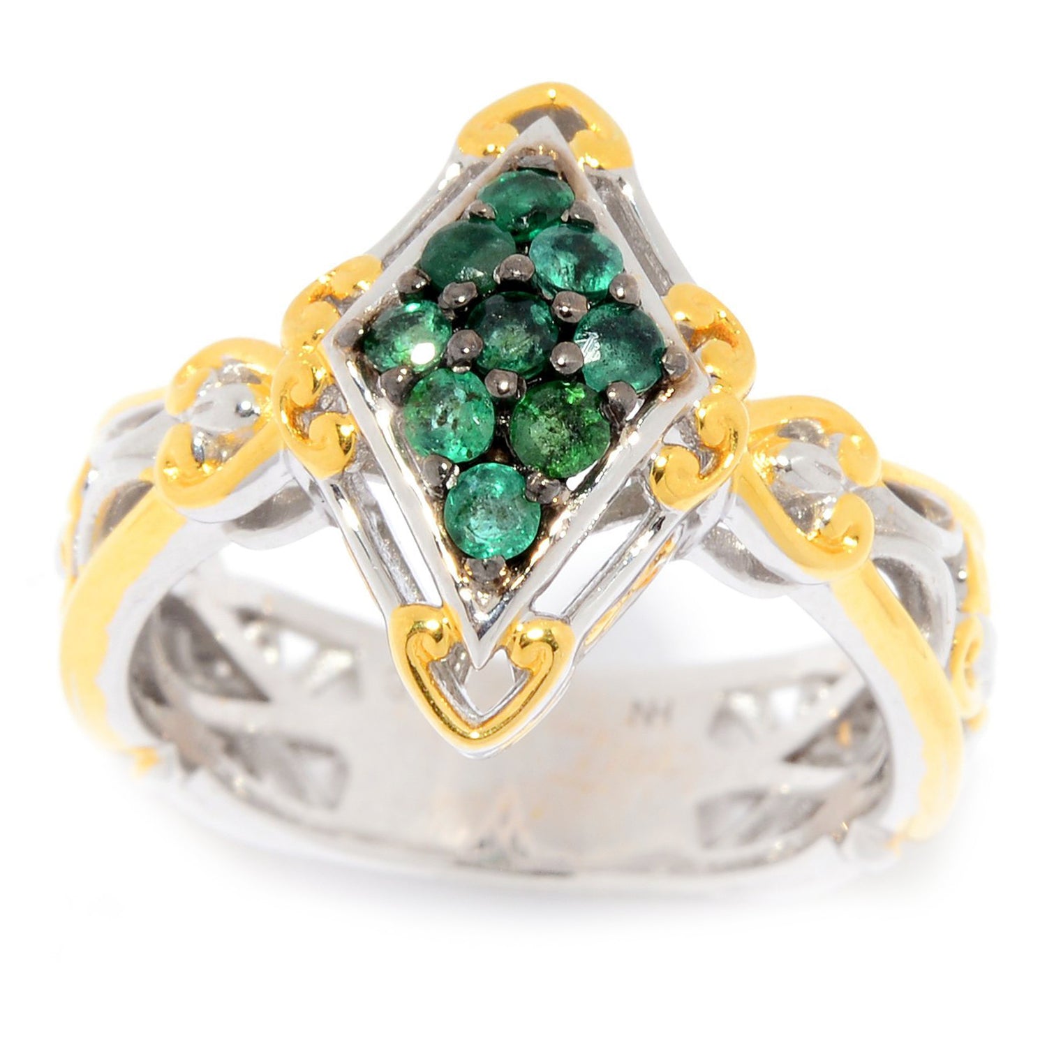 Gems en Vogue 0.27ctw Grizzly Emerald Cluster Ring