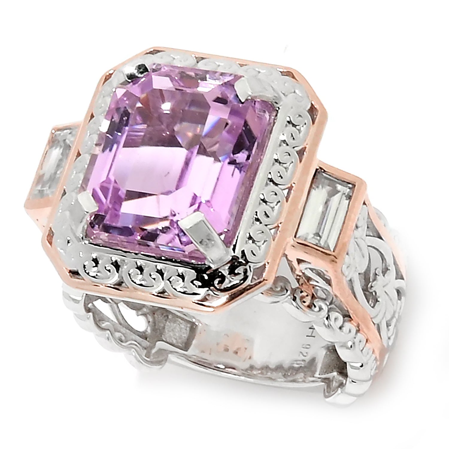 Gems en Vogue 7.90ctw Kunzite & White Zircon Ring