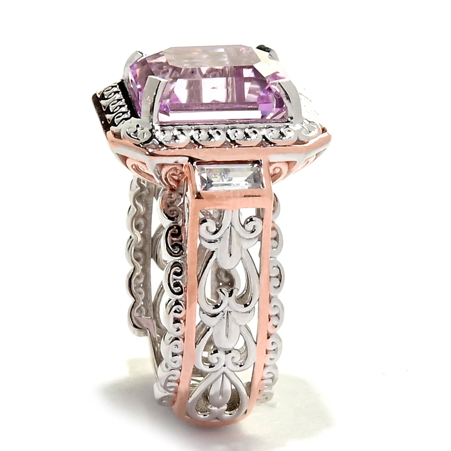Gems en Vogue 7.90ctw Kunzite & White Zircon Ring