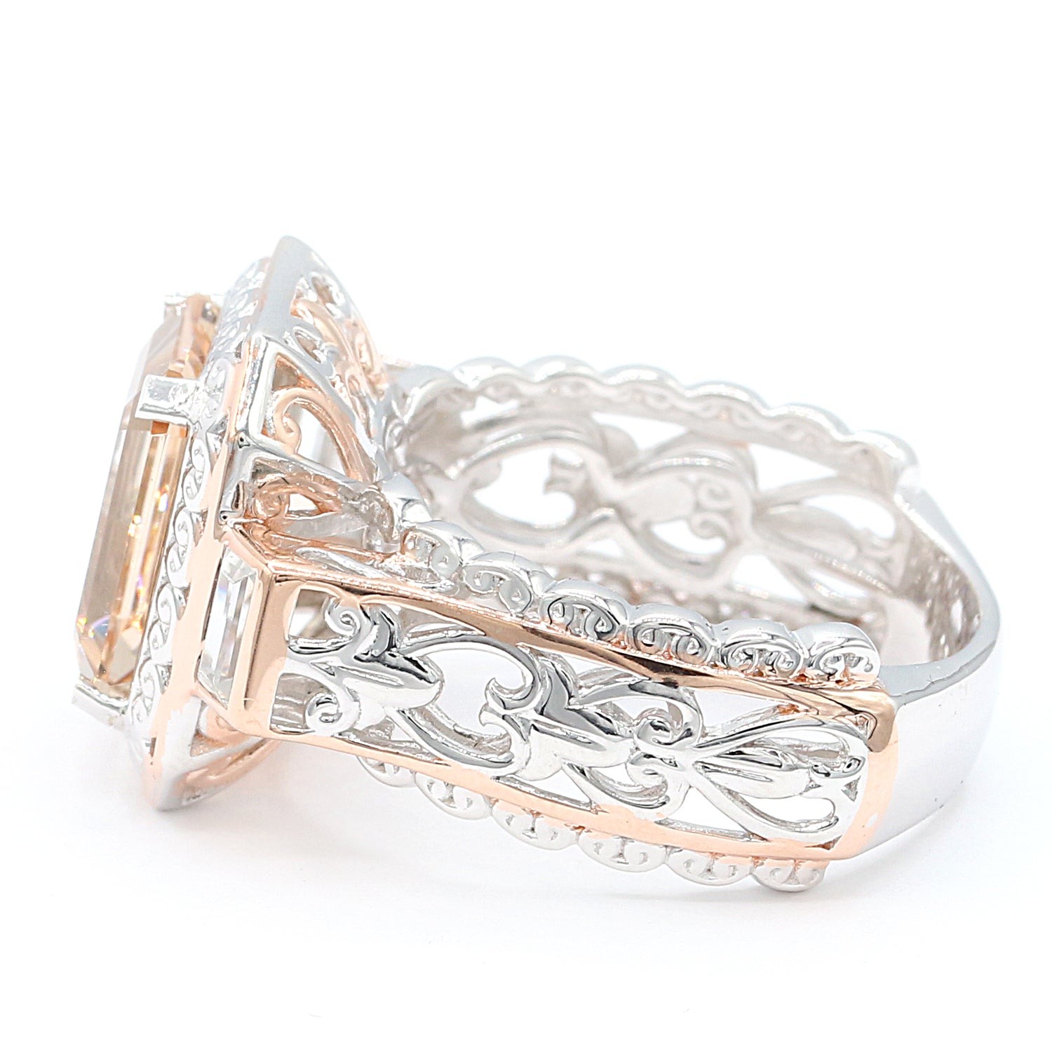 Couture Gems 5.76ctw Peach Morganite & White Zircon Ring