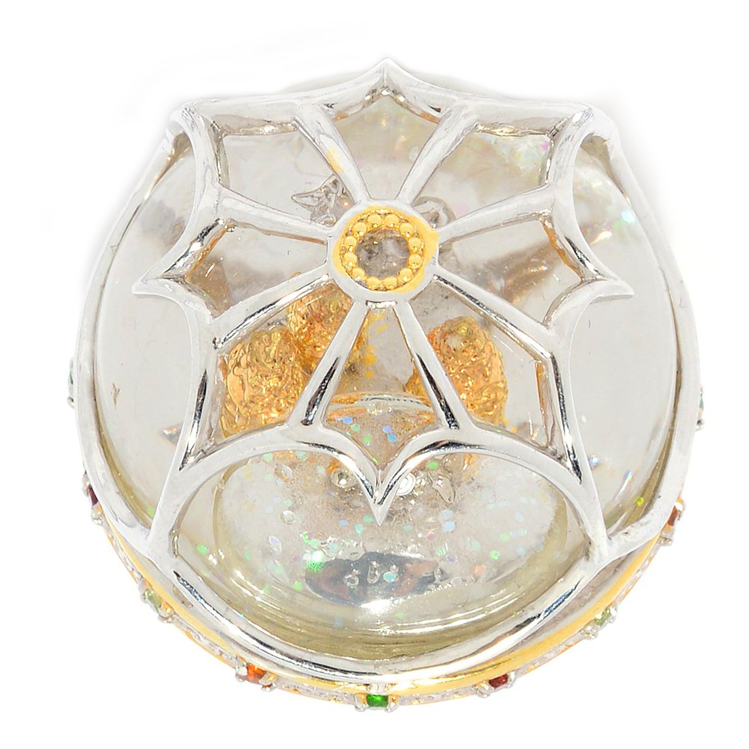 Bague de Noël Gems en Vogue Cerf et Arbres, Boule à Neige et Pierres Précieuses Multiples