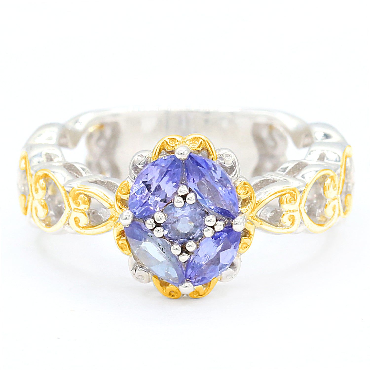 Bague grappe en tanzanite de 0,72 carat de Gems en Vogue