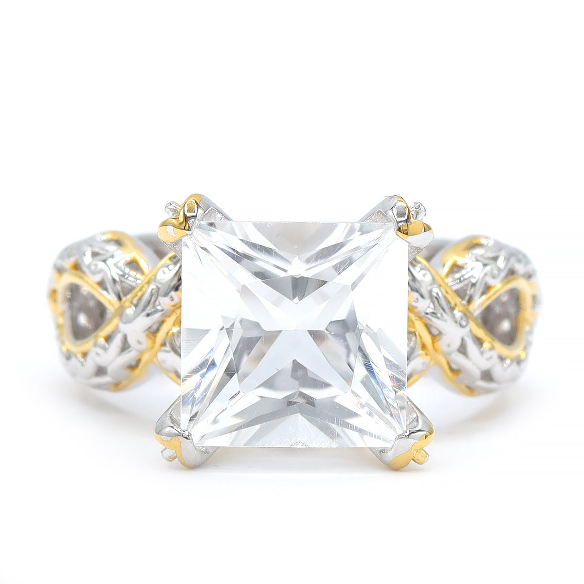Gems en Vogue 24K Palladium Silver 6.56ctw Clear Quartz & White Zircon Ring