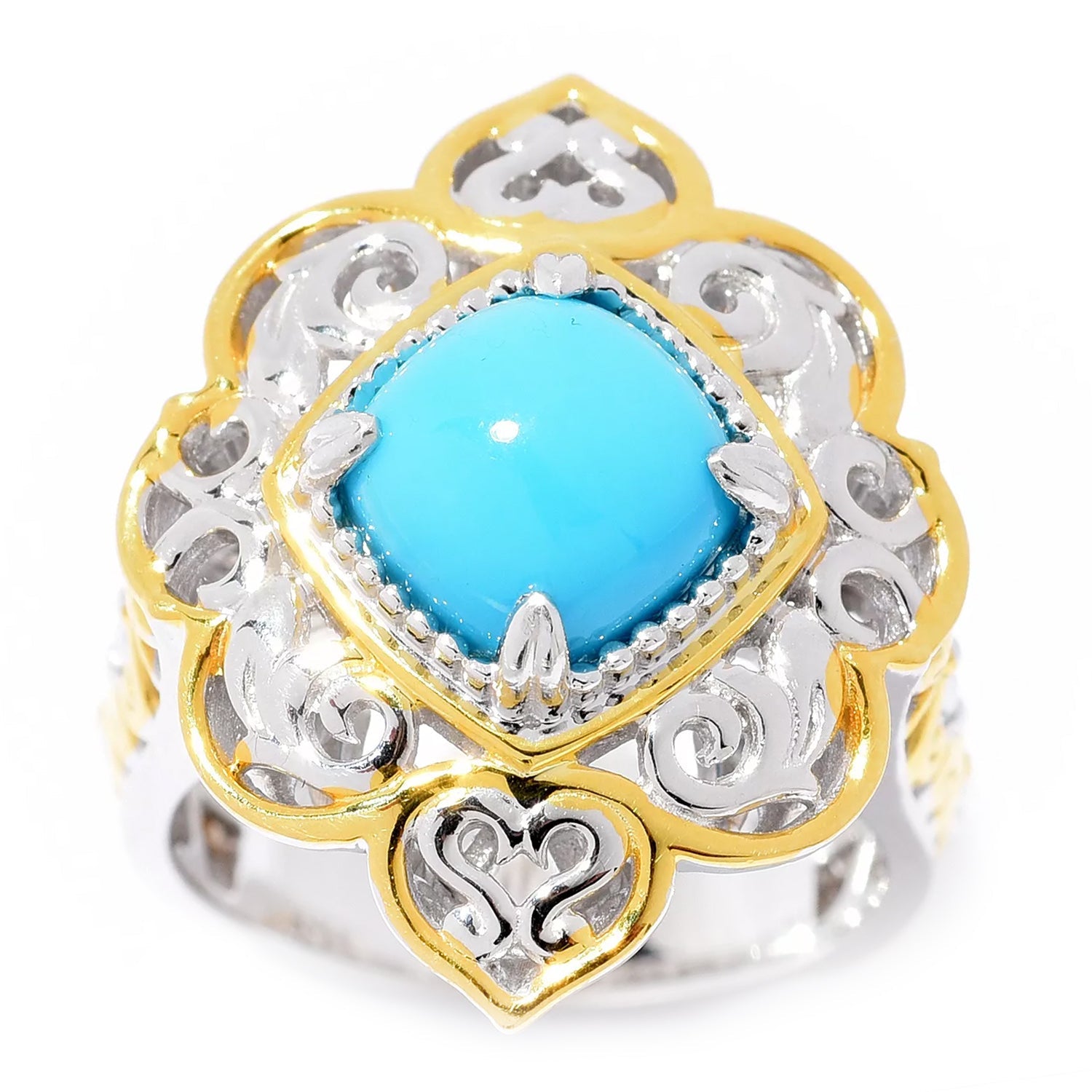 Sleeping Beauty Turquoise and Diamonds Sterling offers Ring