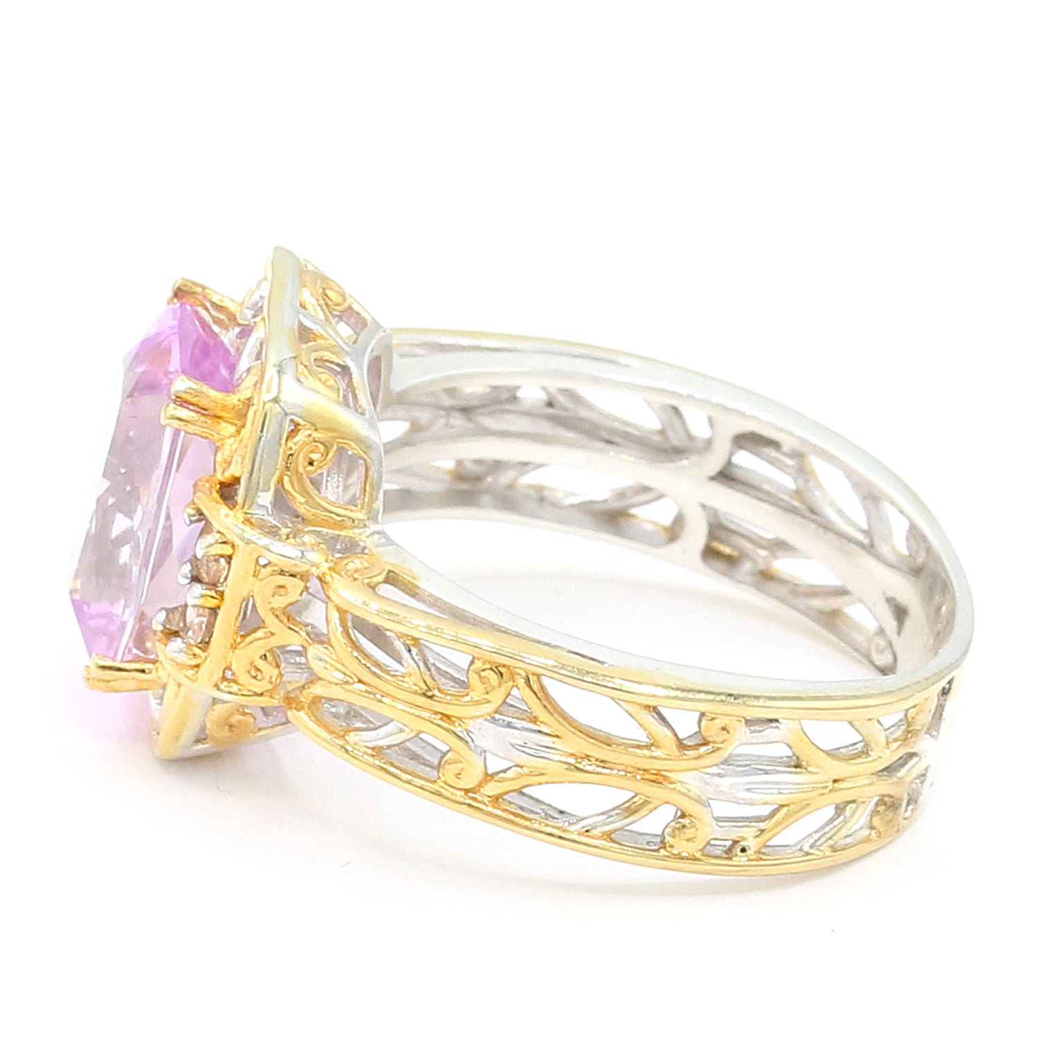 Gems en Vogue 4.17ctw Kunzite & Spessartite Garnet Ring