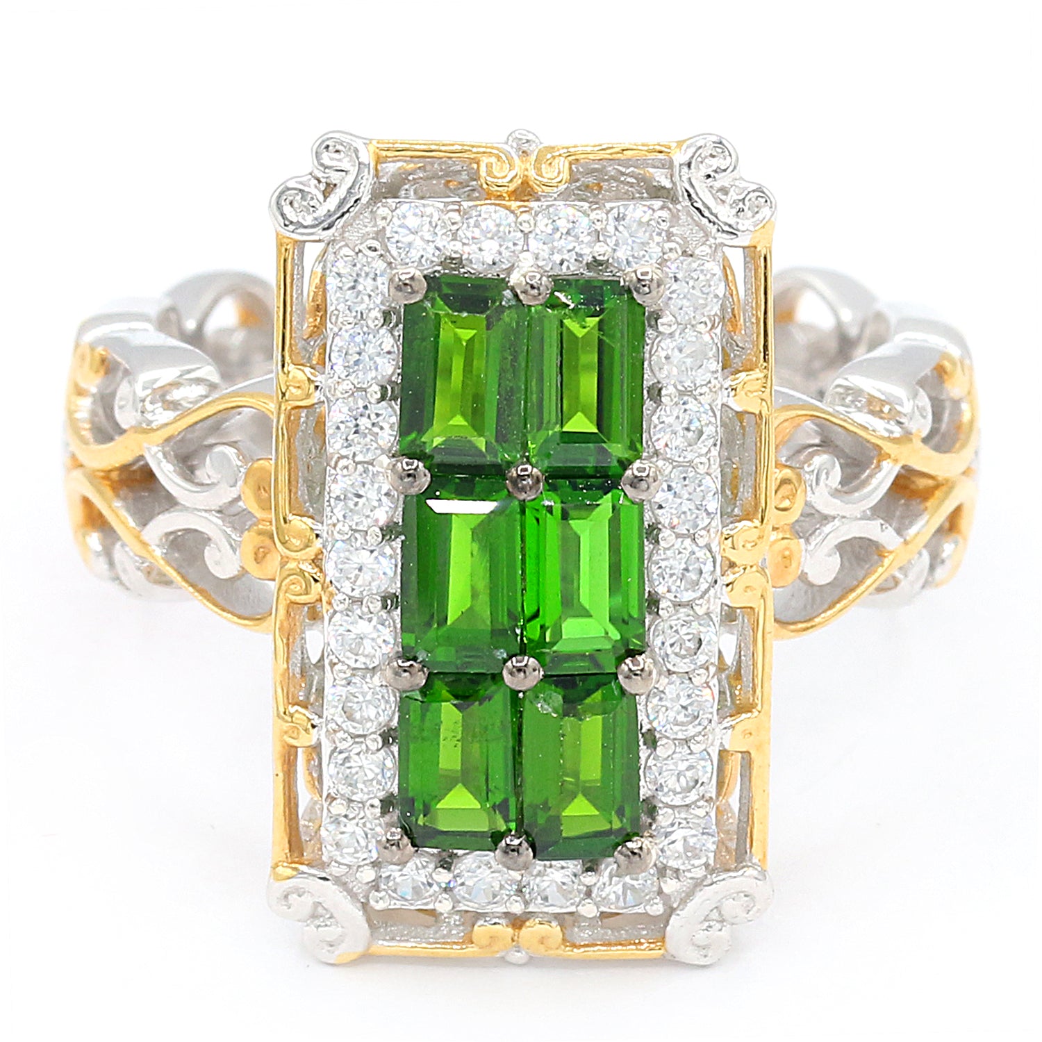 10K Gold Chrome Diopside white fashion Zircon ring