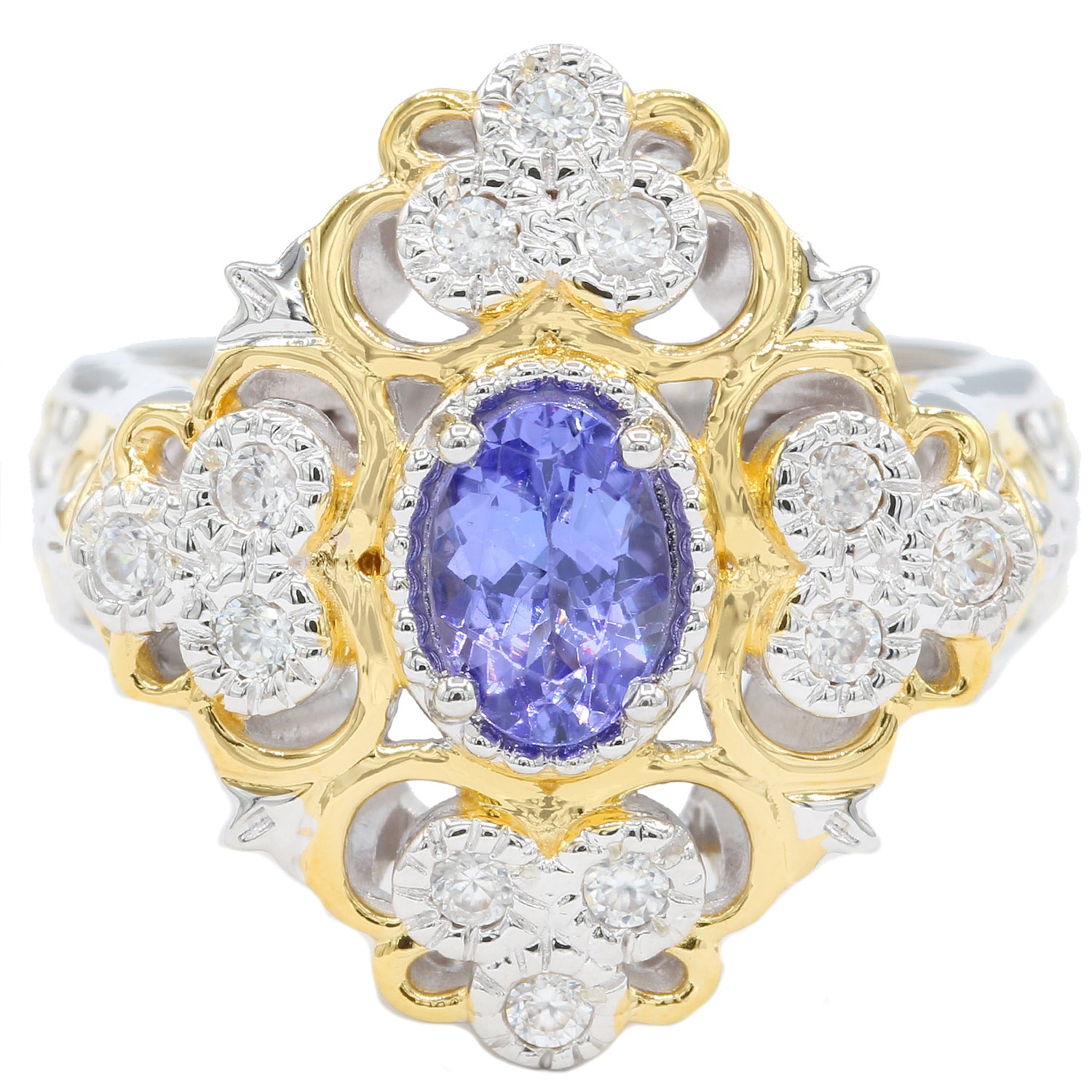 Gems en Vogue 1.33ctw Tanzanite & White Zircon Ring
