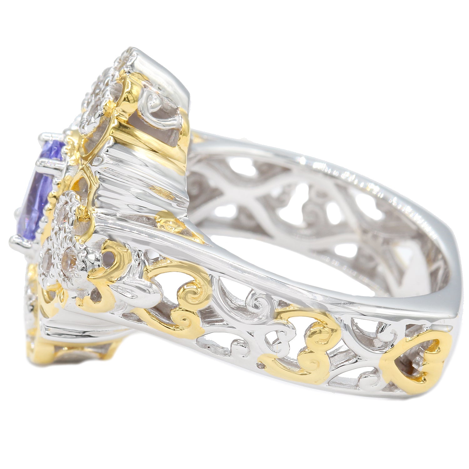 Gems en Vogue 1.33ctw Tanzanite & White Zircon Ring