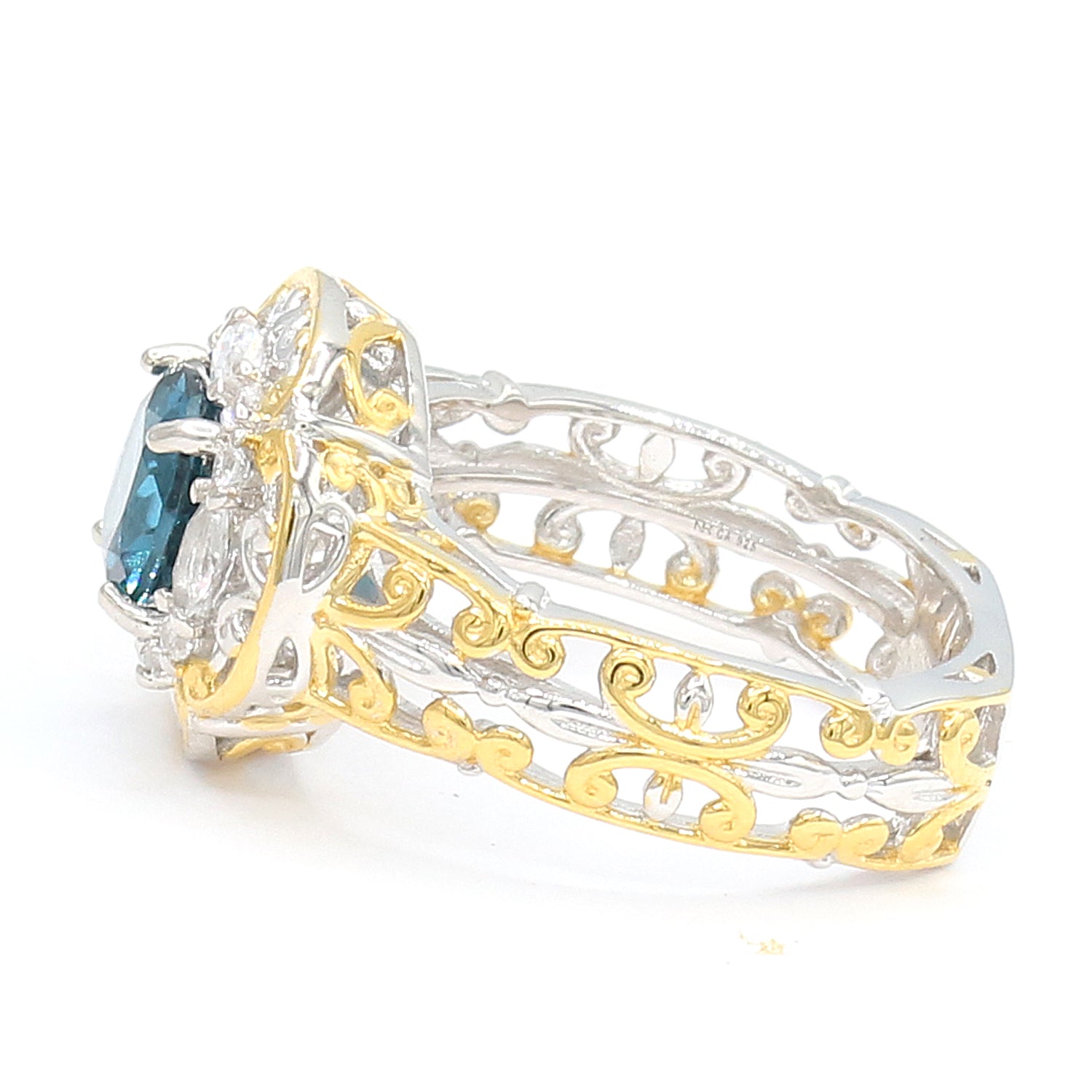 Gems en Vogue 2.36ctw London Blue Topaz & White Zircon Halo Ring