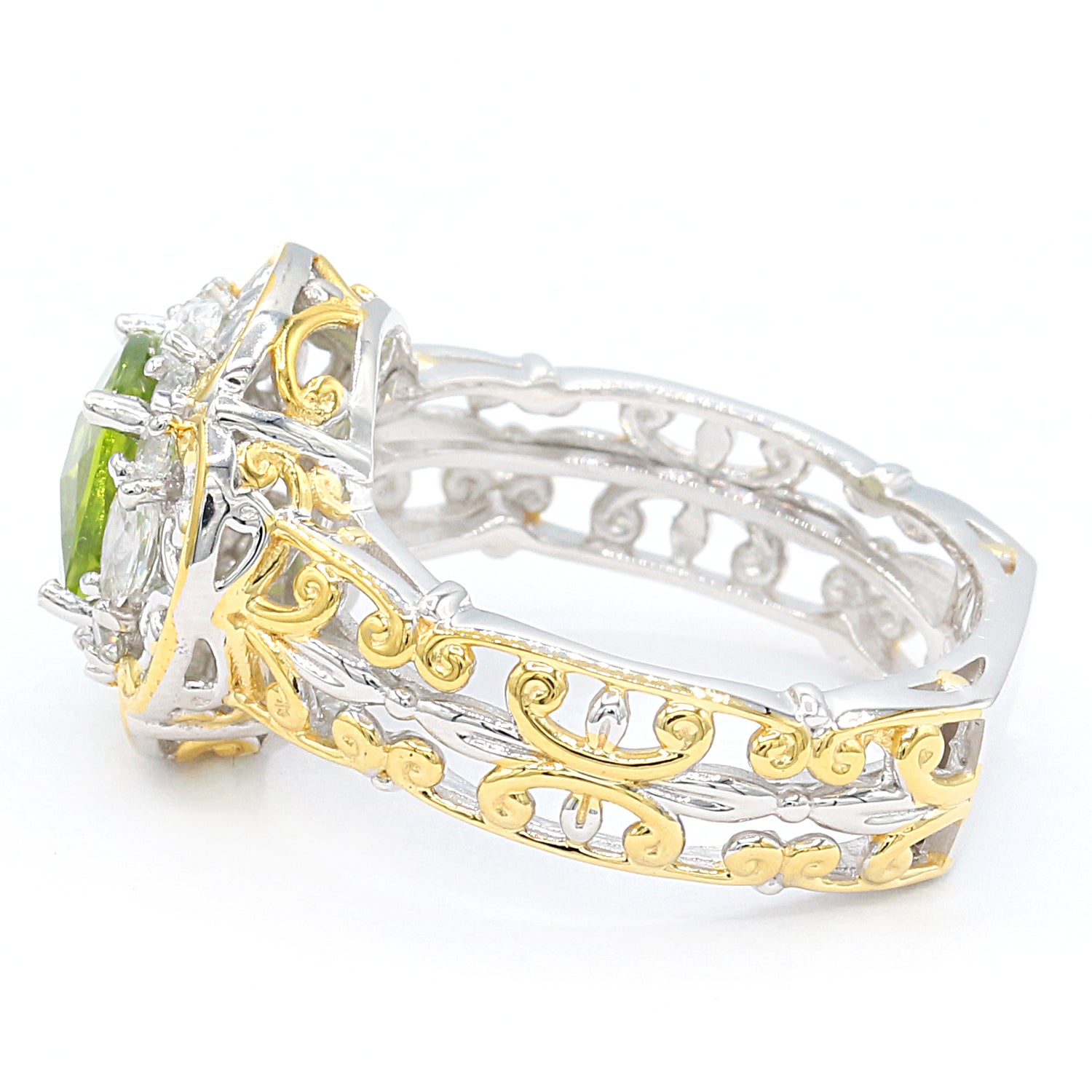 Gems en Vogue 2.16ctw Peridot & White Zircon Ring