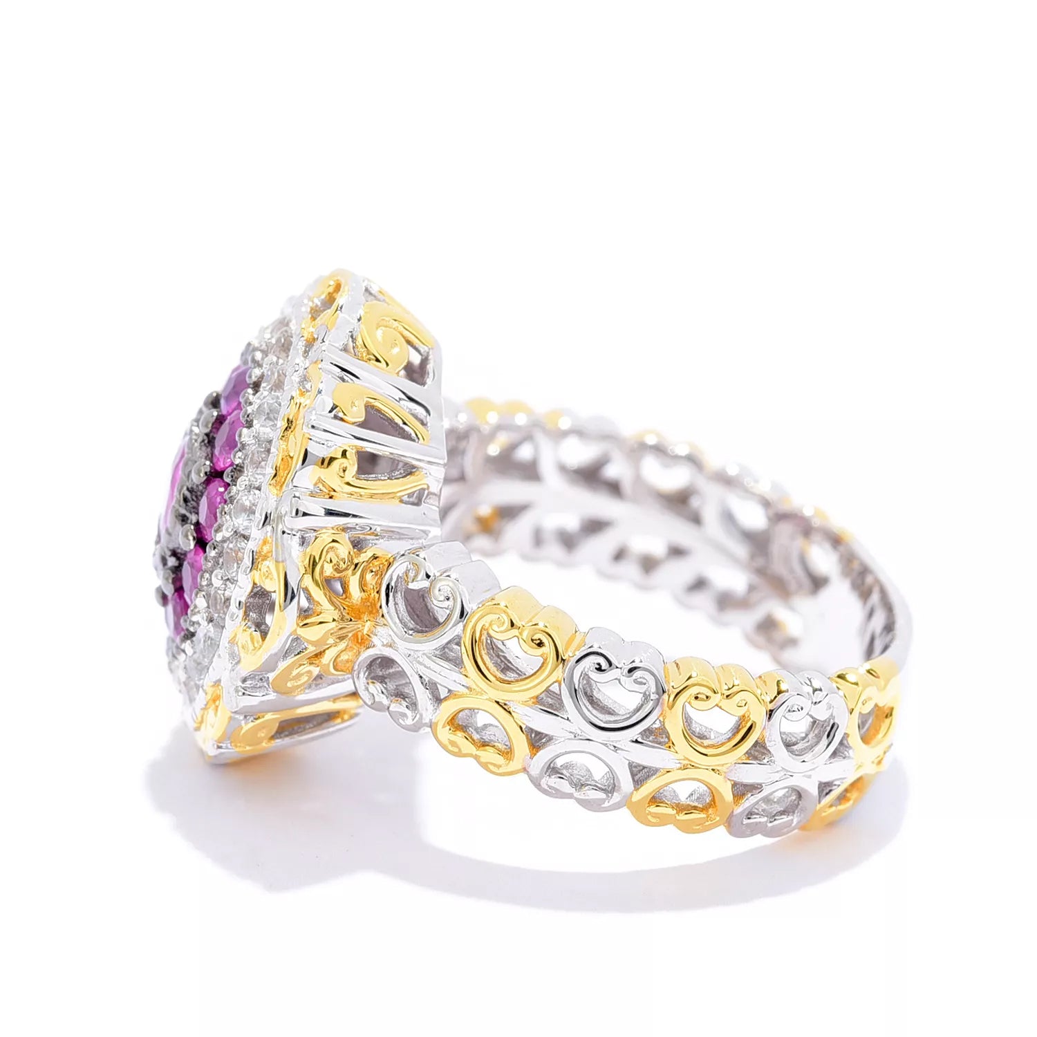 Gems en Vogue 1.50ctw Burmese Ruby & White Zircon Ring