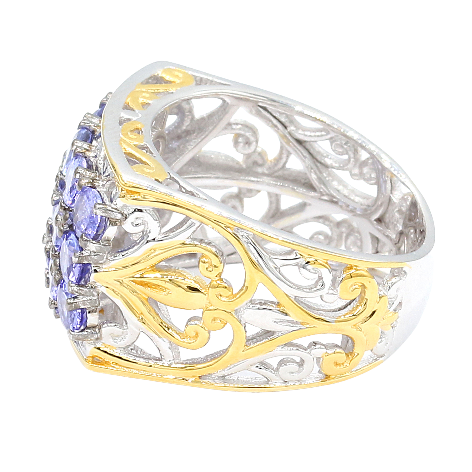 Gems en Vogue 2.01ctw Tanzanite Three Row Ring