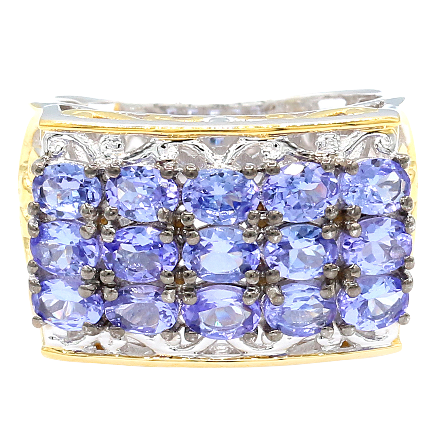 Gems en Vogue 2.01ctw Tanzanite Three Row Ring