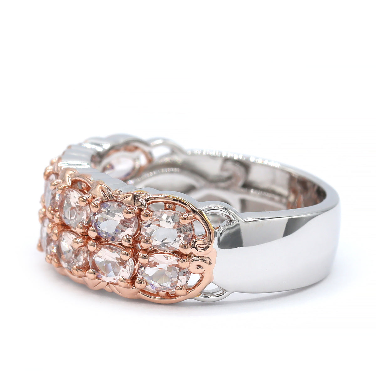 Gems en Vogue 18K Palladium Silver 2.10ctw Morganite Band Ring