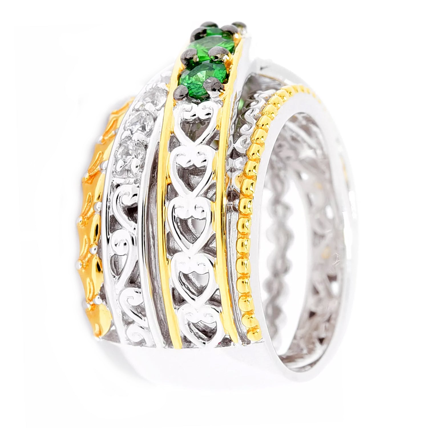 Gems en Vogue 1.45ctw Tsavorite Garnet Highway Ring