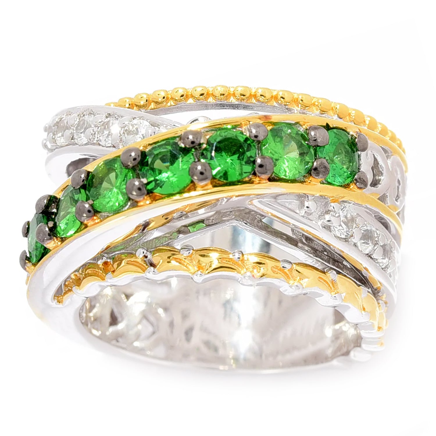 Gems en Vogue 1.45ctw Tsavorite Garnet Highway Ring