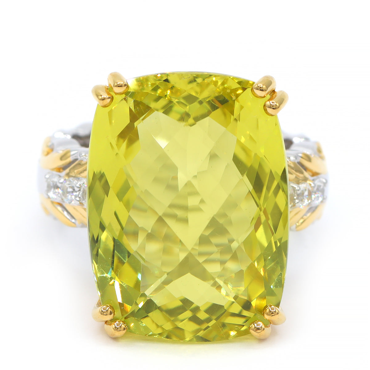 Gems en Vogue 24K Palladium Silver 18.87ctw Ouro Verde & White Zircon Ring