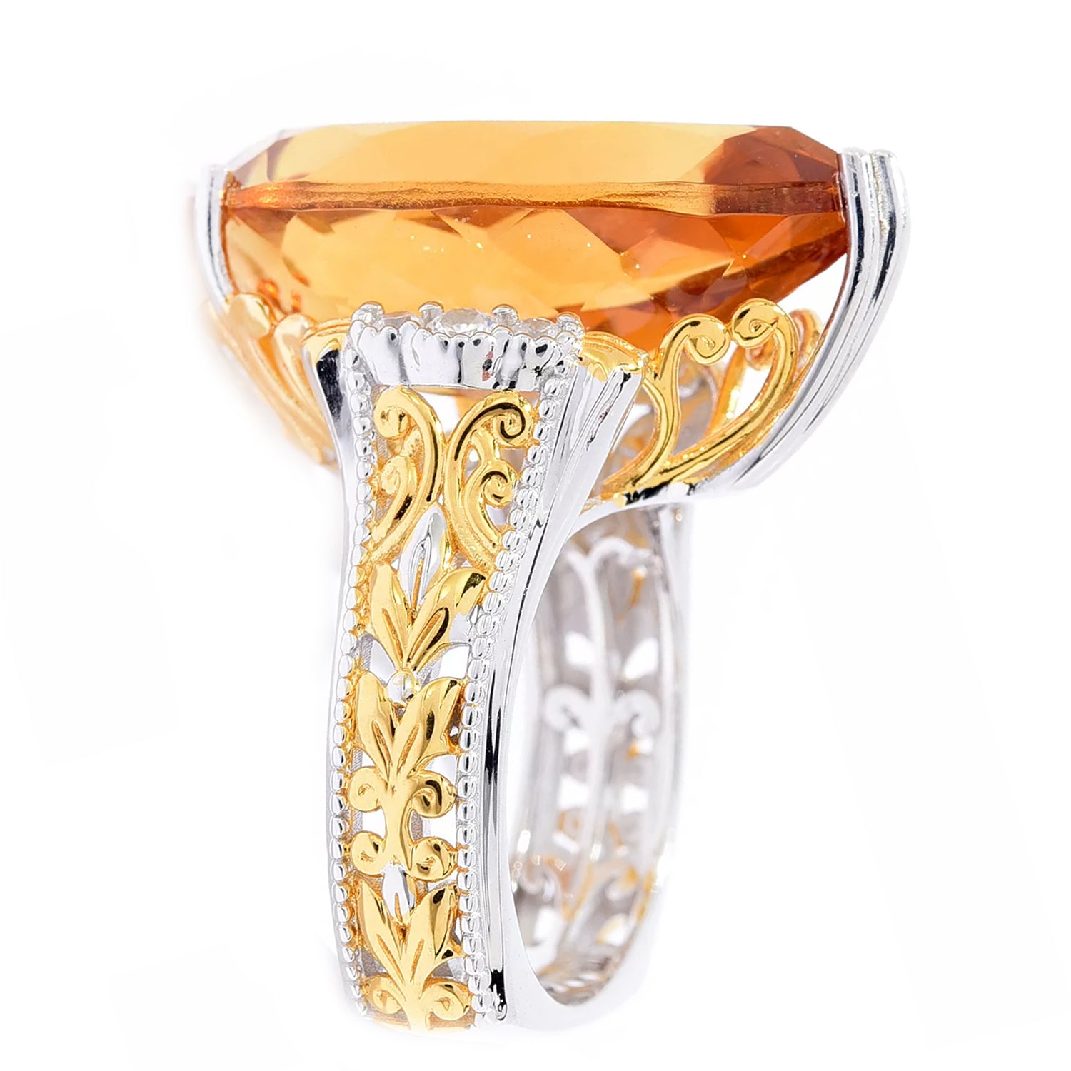 Gems en Vogue 19.56ctw Zambian Citrine & White Zircon Ring